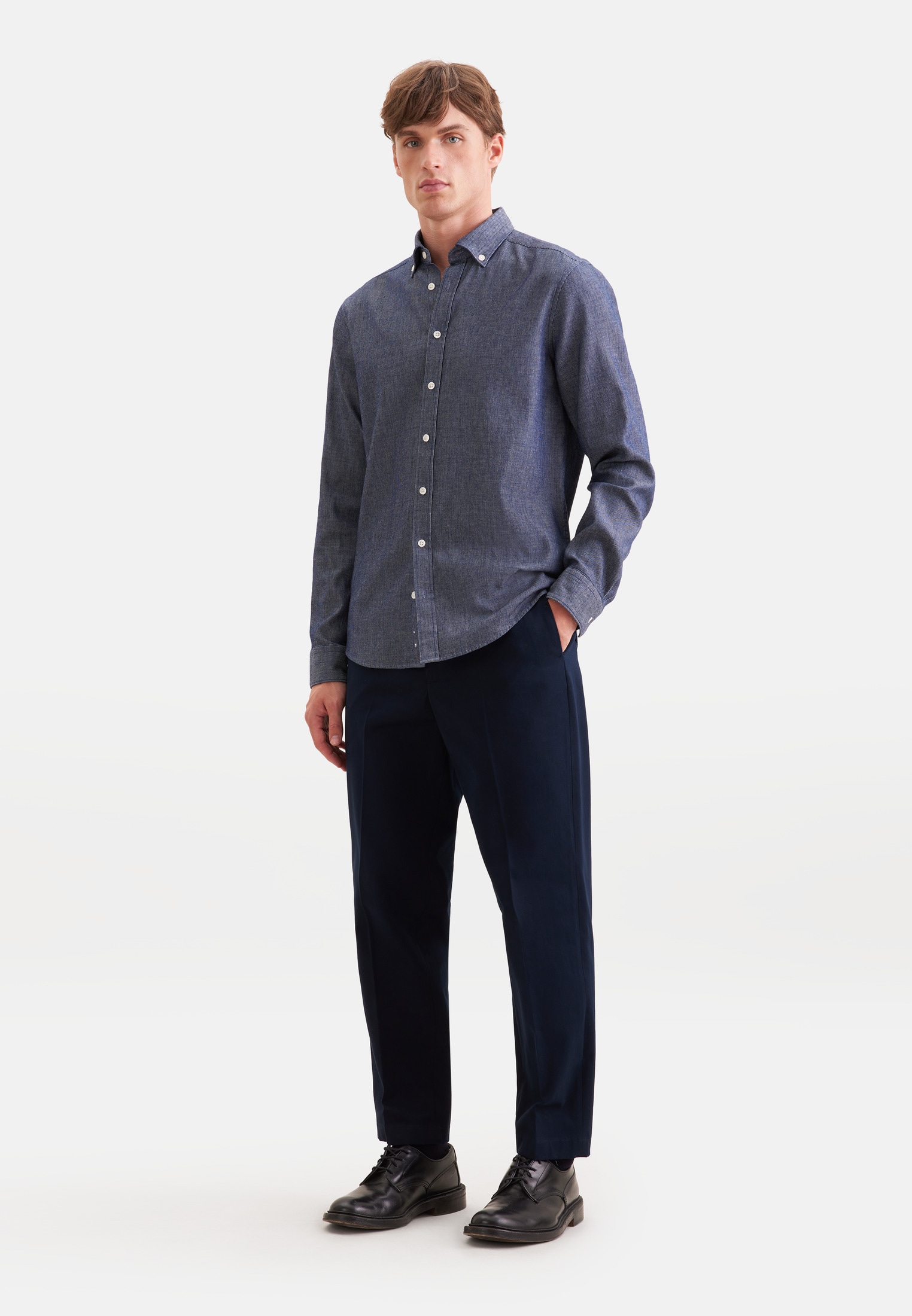 seidensticker Businesshemd Regular 1/1 Button-Down-Kragen Gestreift