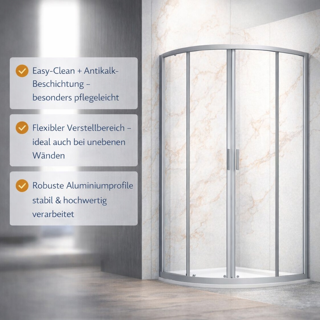 welltime Runddusche »New Summer« Hohe 190 cm, 6mm ESG, Easy Clean, verbessertes Rollensystem