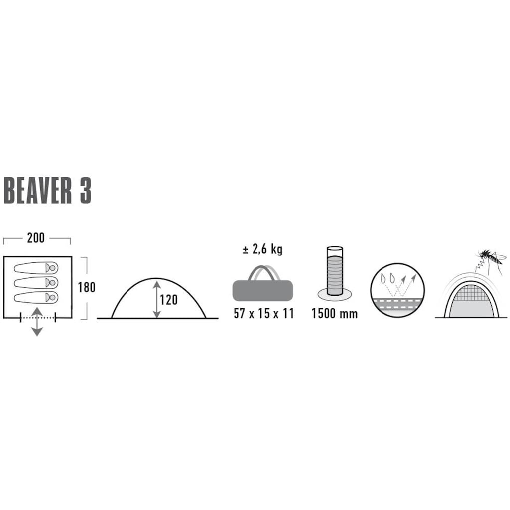 High Peak Kuppelzelt »Zelt Beaver 3«, 3 Personen, (mit Transporttasche)