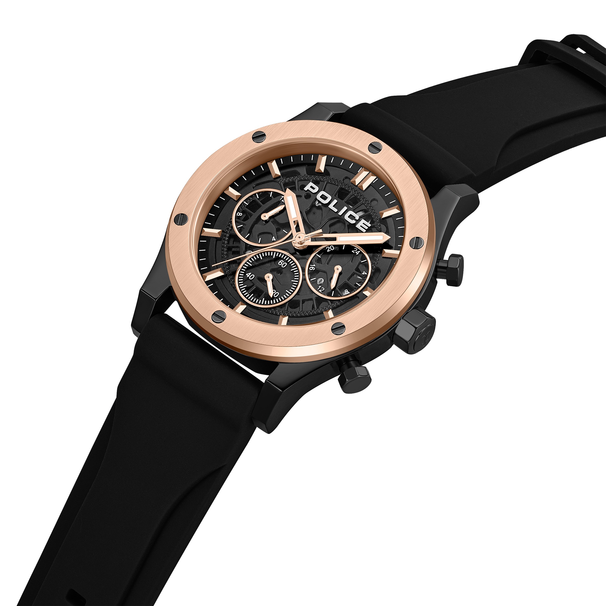 Police Quarzuhr »Knotty« Armbanduhr, Herrenuhr, Silikonarmband, analog, 12/24-Std.-Anzeige