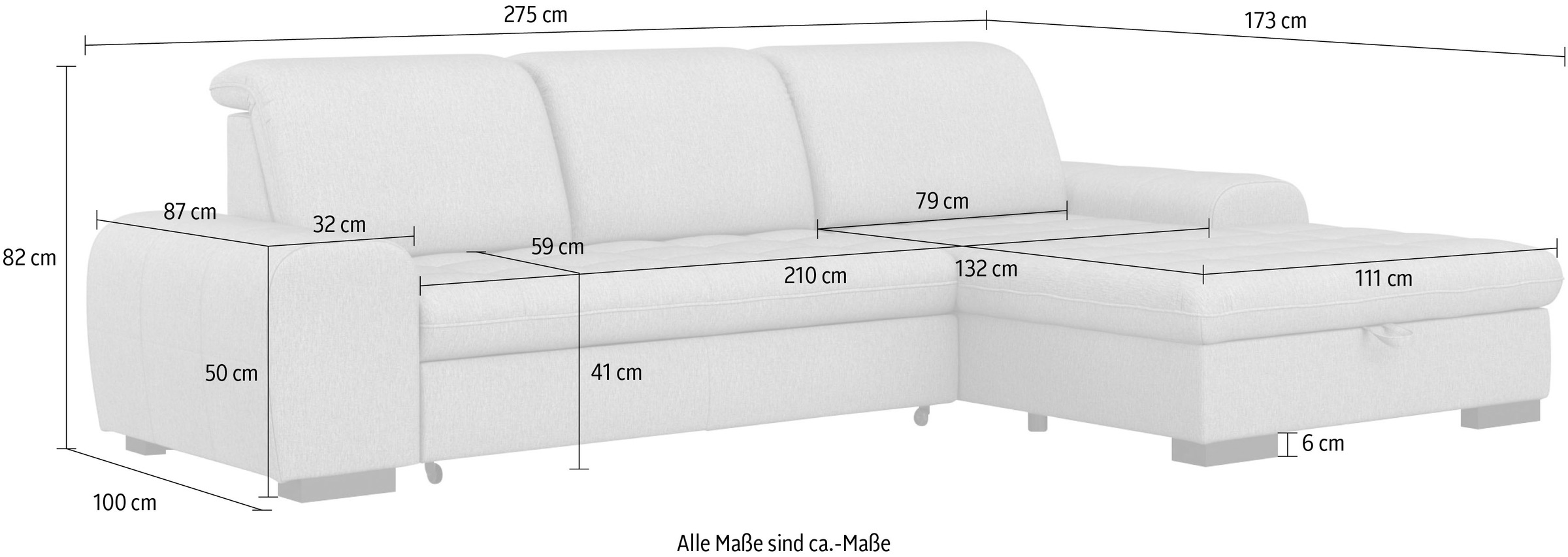 sit&more Ecksofa »Luxor L-Form«, wahlweise mit Bettfunktion, Bettkasten und Kopfteilverstellung