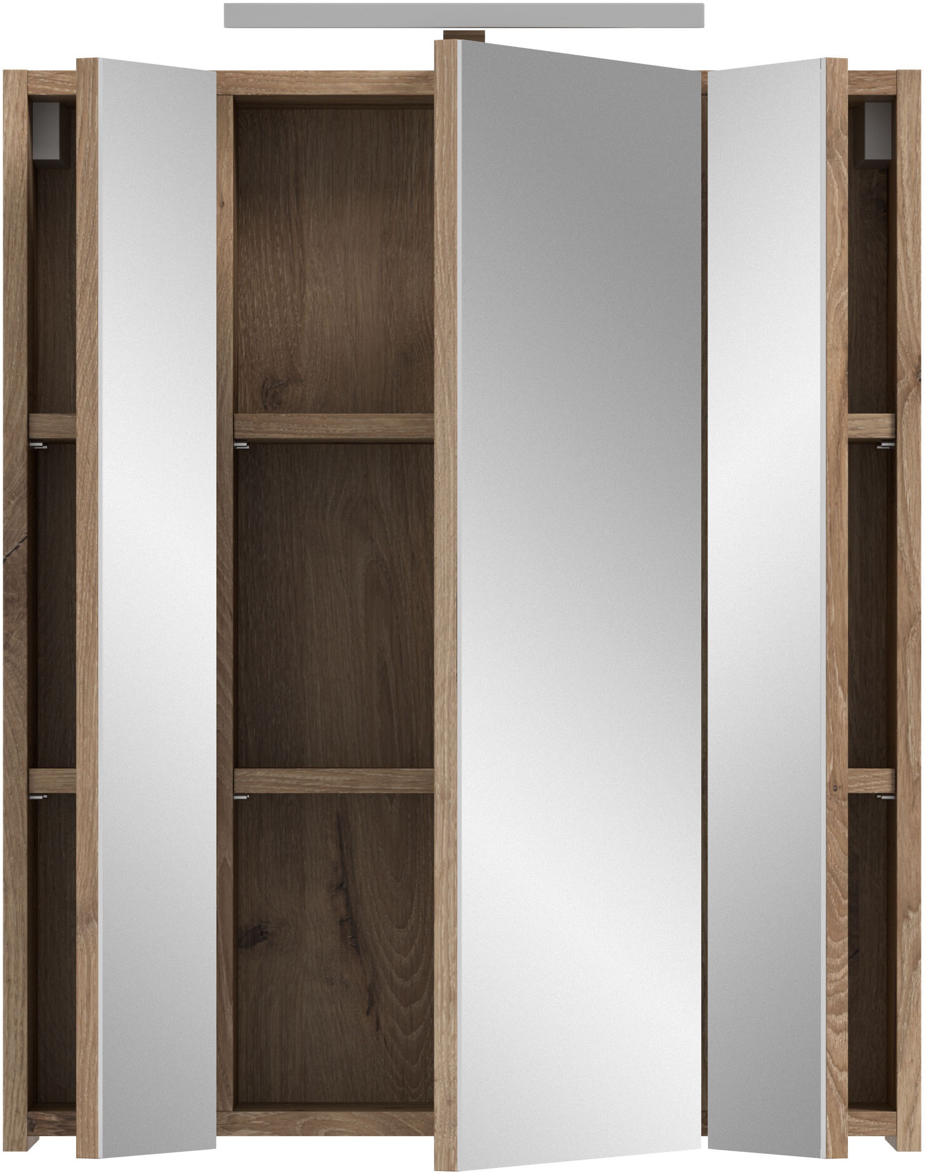 INOSIGN Spiegelschrank 2 Stk. tlg. Florenz, Spiegelschrank inkl. Beleuchtung, Nox Oak NB,  3-türig