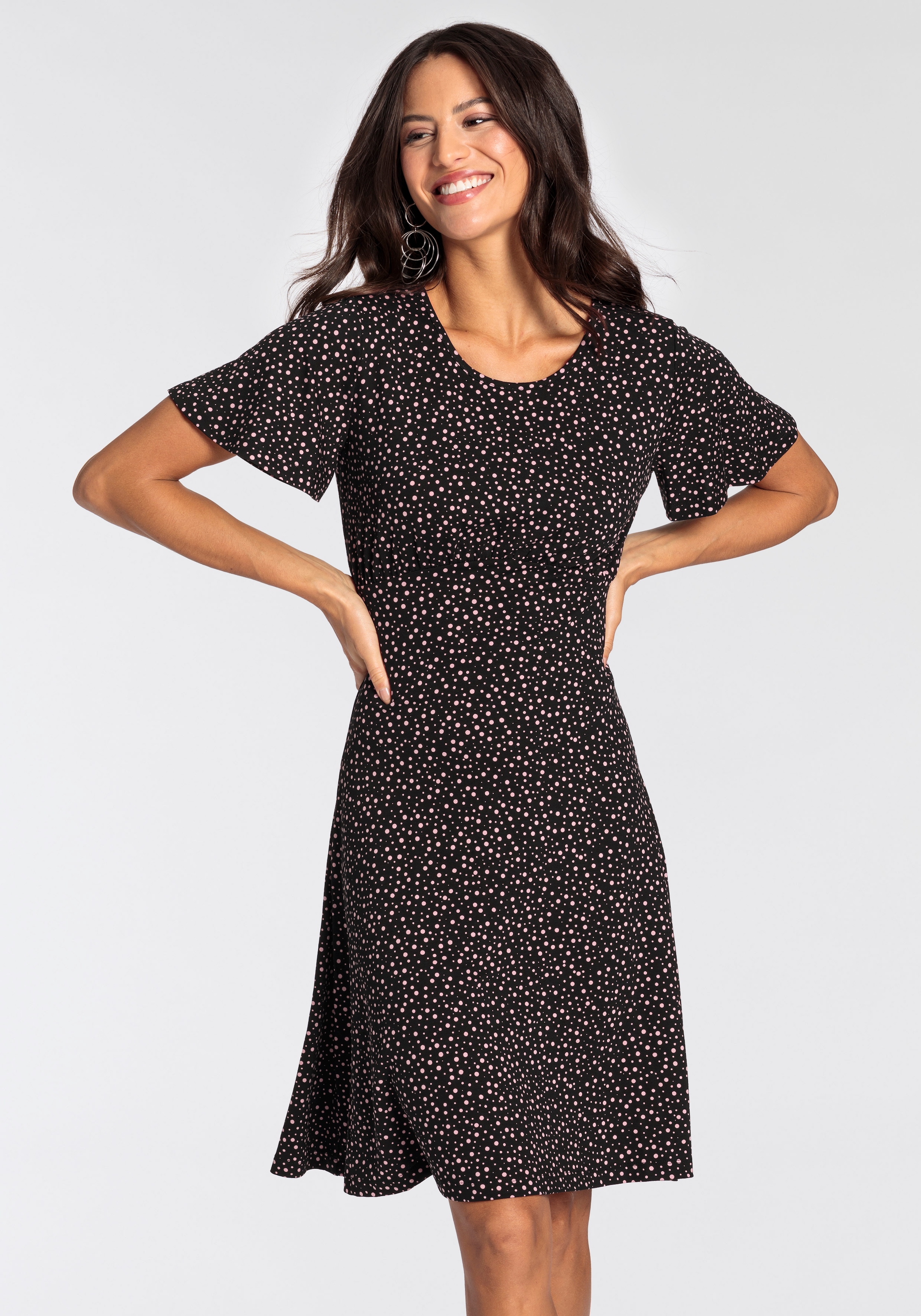 Laura Scott Jerseykleid, kurzes Kleid, femininer Look, aus Single-Jerseystoff, halbarm