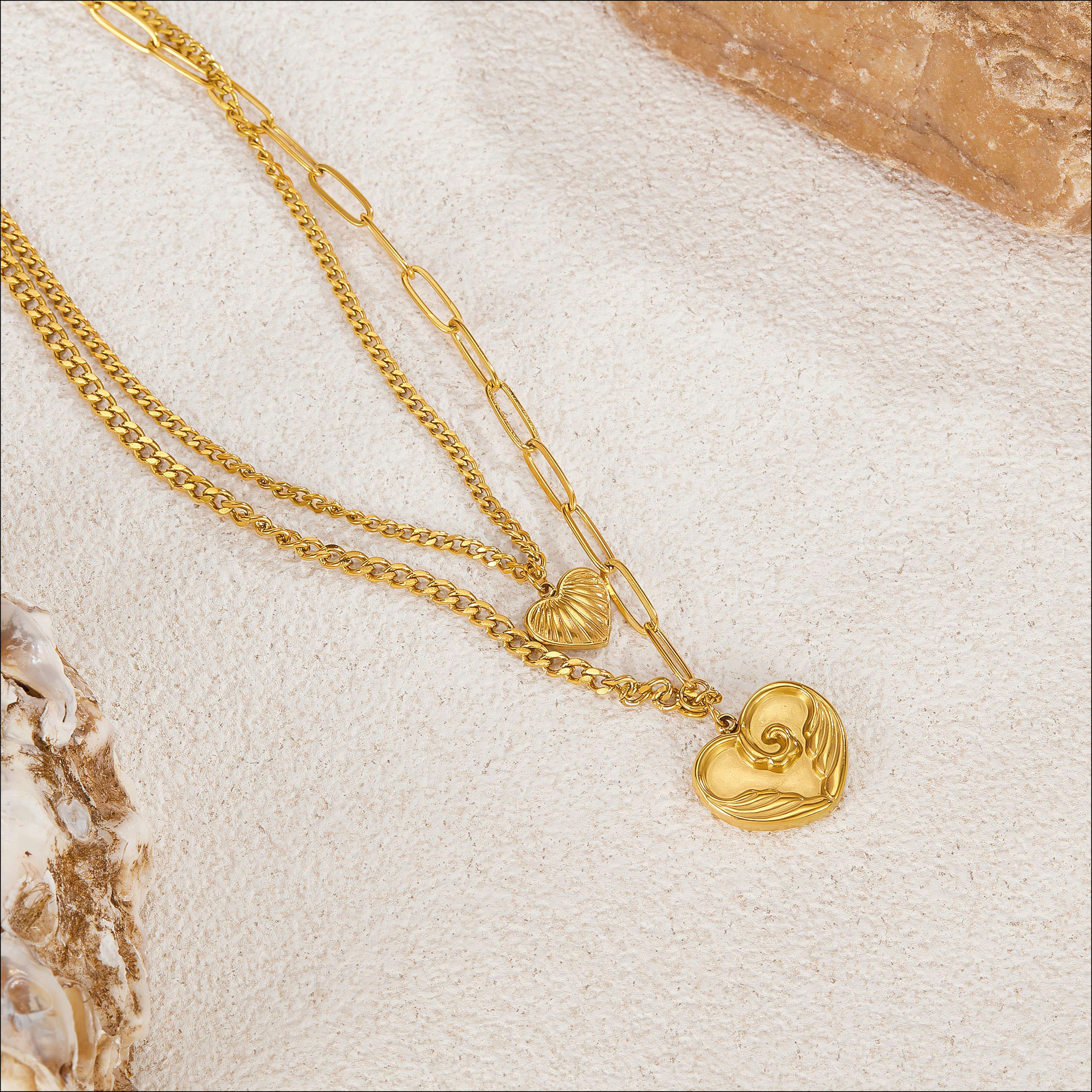 Firetti Kette mit Anhänger »Schmuck Geschenk Edelstahl Halskette Layer doppelreihig Herz«