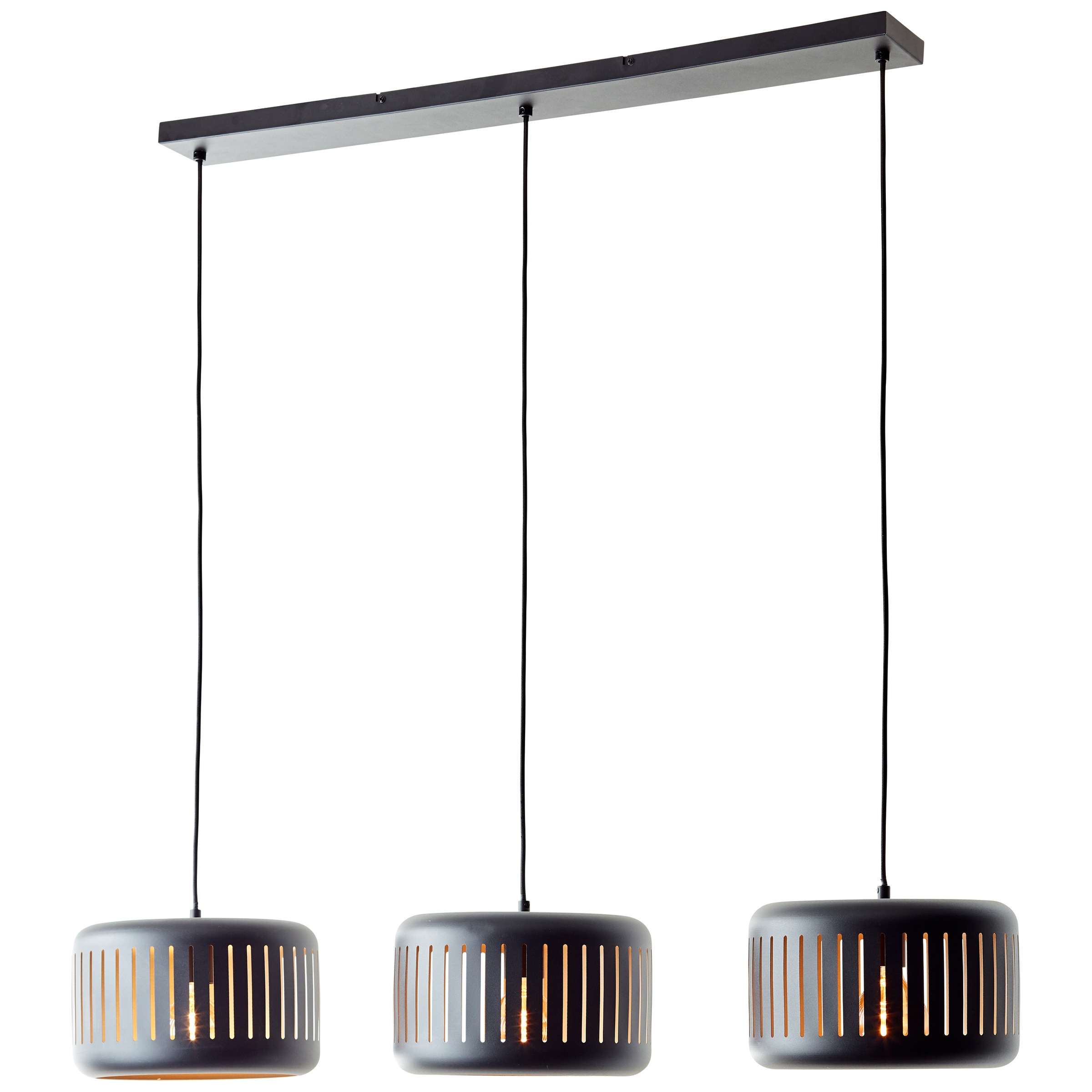 Brilliant Pendelleuchte »Tyas«, 3 flammig, Leuchtmittel E27 | ohne Leuchtmittel, 120 x 110 x 27 cm, 3 x E27, kürzbar, Metall, schwarz/goldfarben