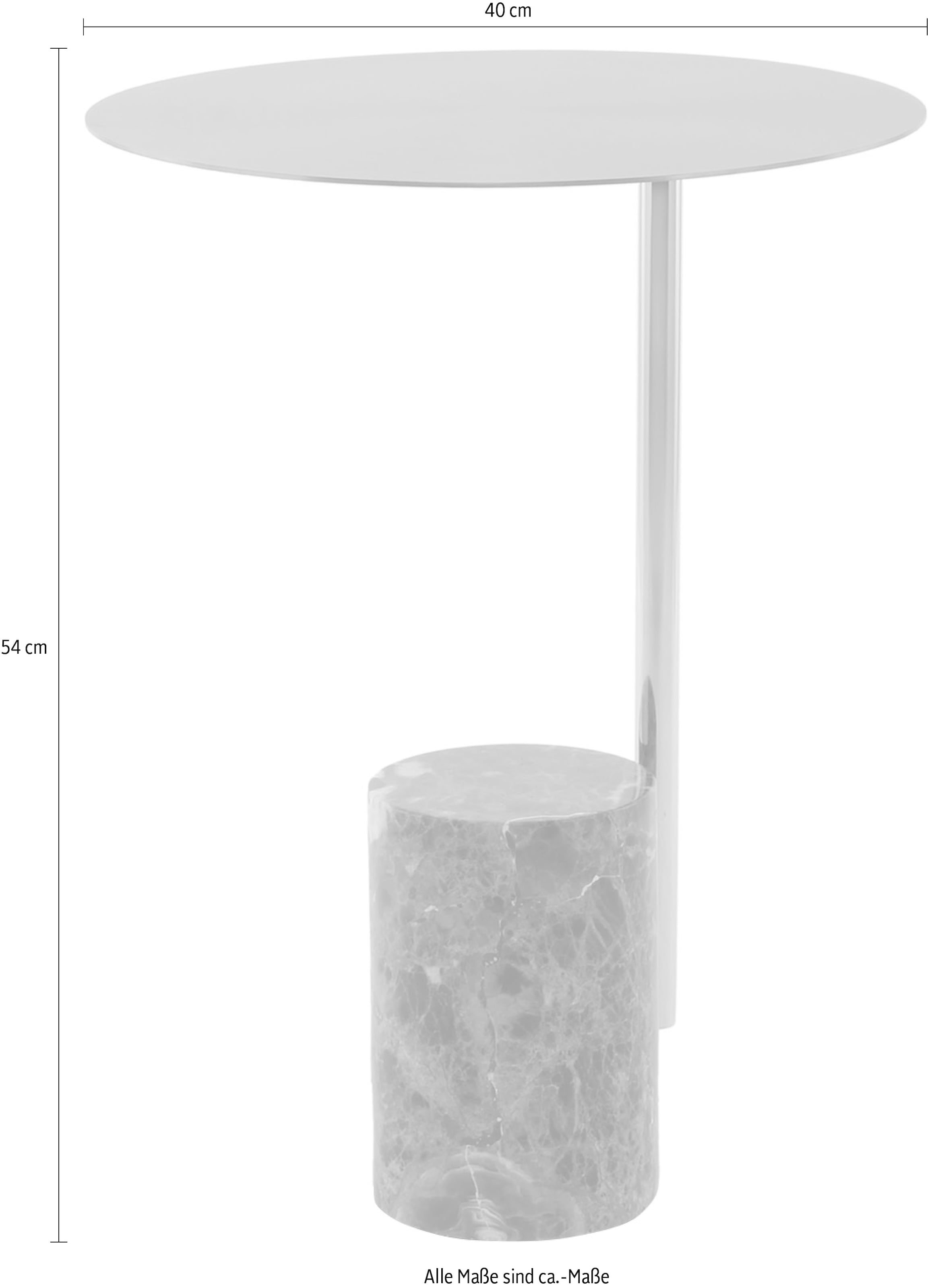 Kayoom Beistelltisch »Oscar 425, Runder Marmorfuß mit scharfen Kanten« 1 Stk. tlg. Runder Marmorfuß, runde Ablagefläche und Gestell aus Edelstahl