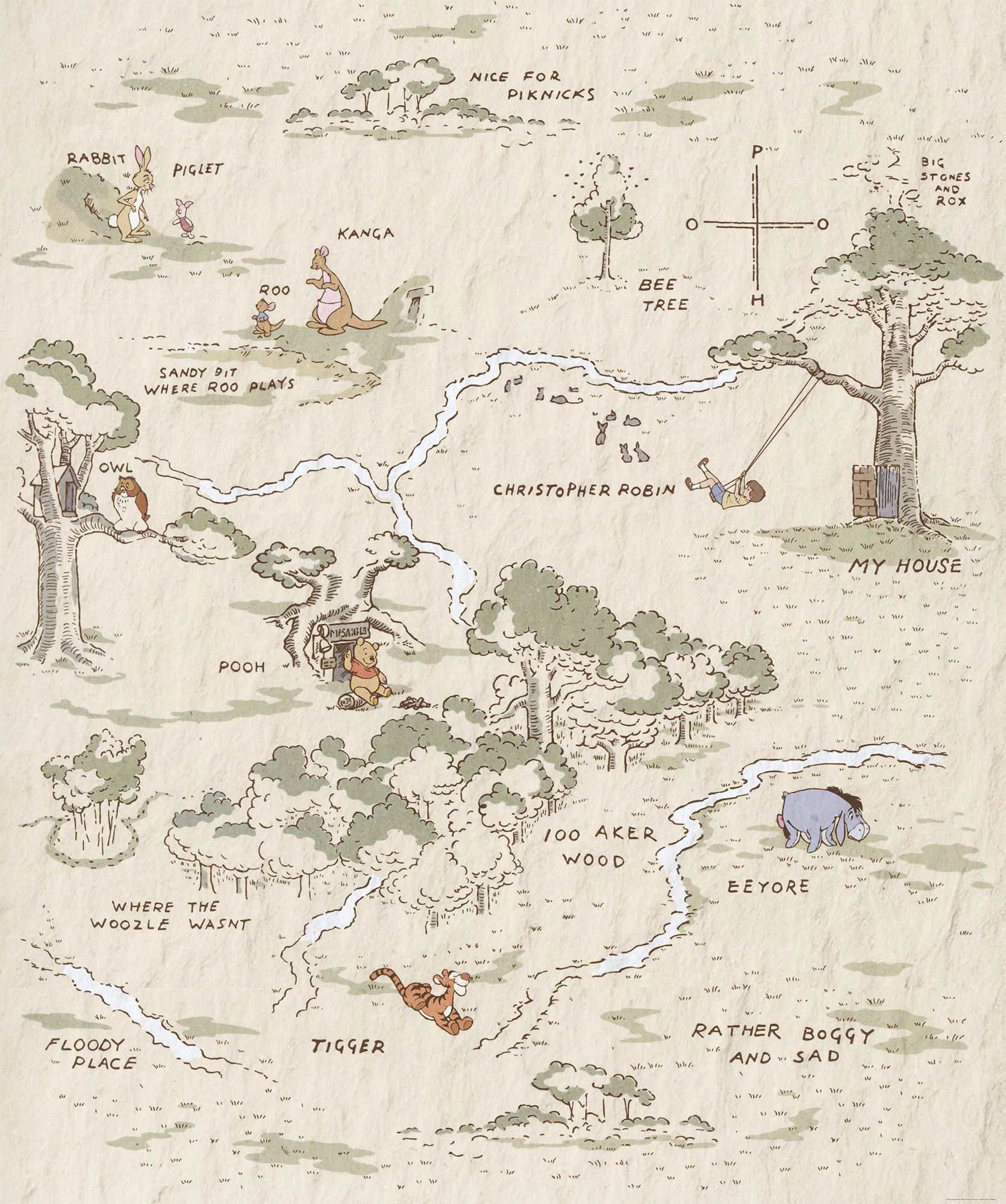 Komar Vliestapete »Winnie the Pooh Map«, 200x240 cm (Breite x Höhe) online  kaufen | mit 3 Jahren XXL Garantie | Fototapeten