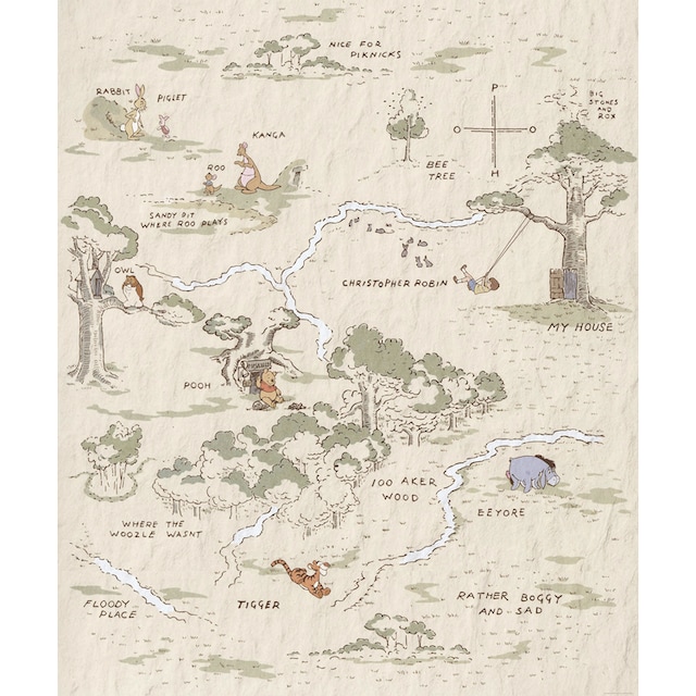 Komar Vliestapete »Winnie the Pooh Map«, 200x240 cm (Breite x Höhe) online  kaufen | mit 3 Jahren XXL Garantie