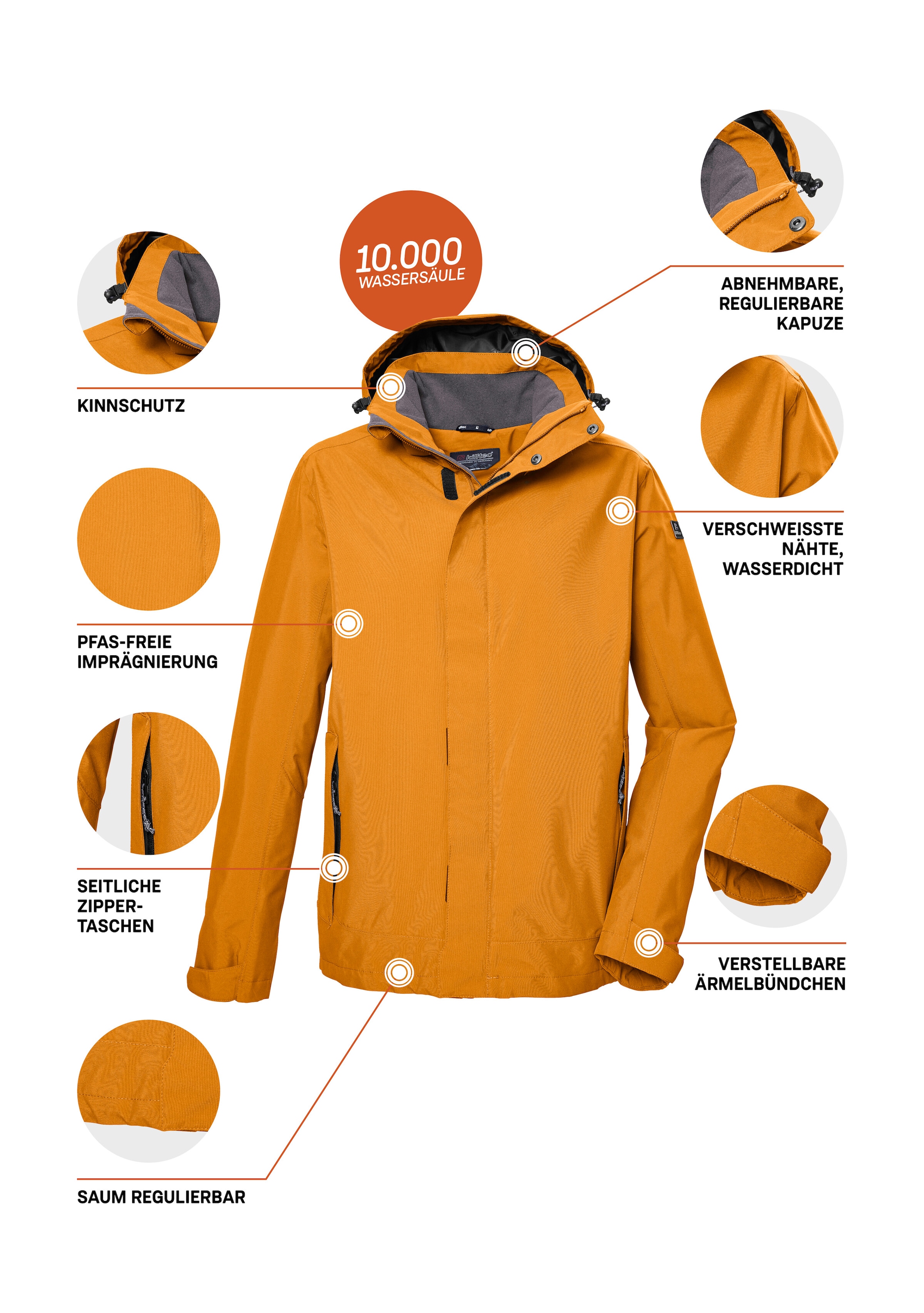 Killtec Funktionsjacke »KOS 87 MN JCKT« Wasser- und winddicht, atmungsaktiv, abnehmbare Kapuze