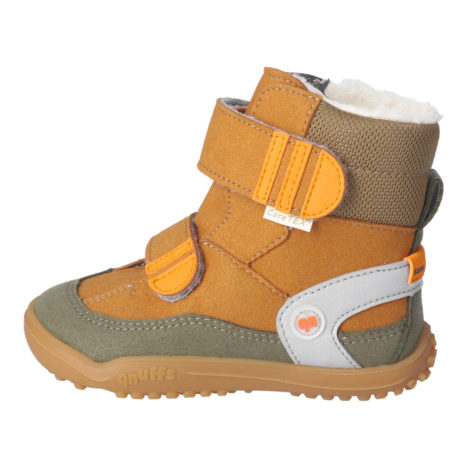 qnuffs Barfußschuh »TANNE«  Klettboots, Winterboots mit praktischem Namensschild an der Ferse