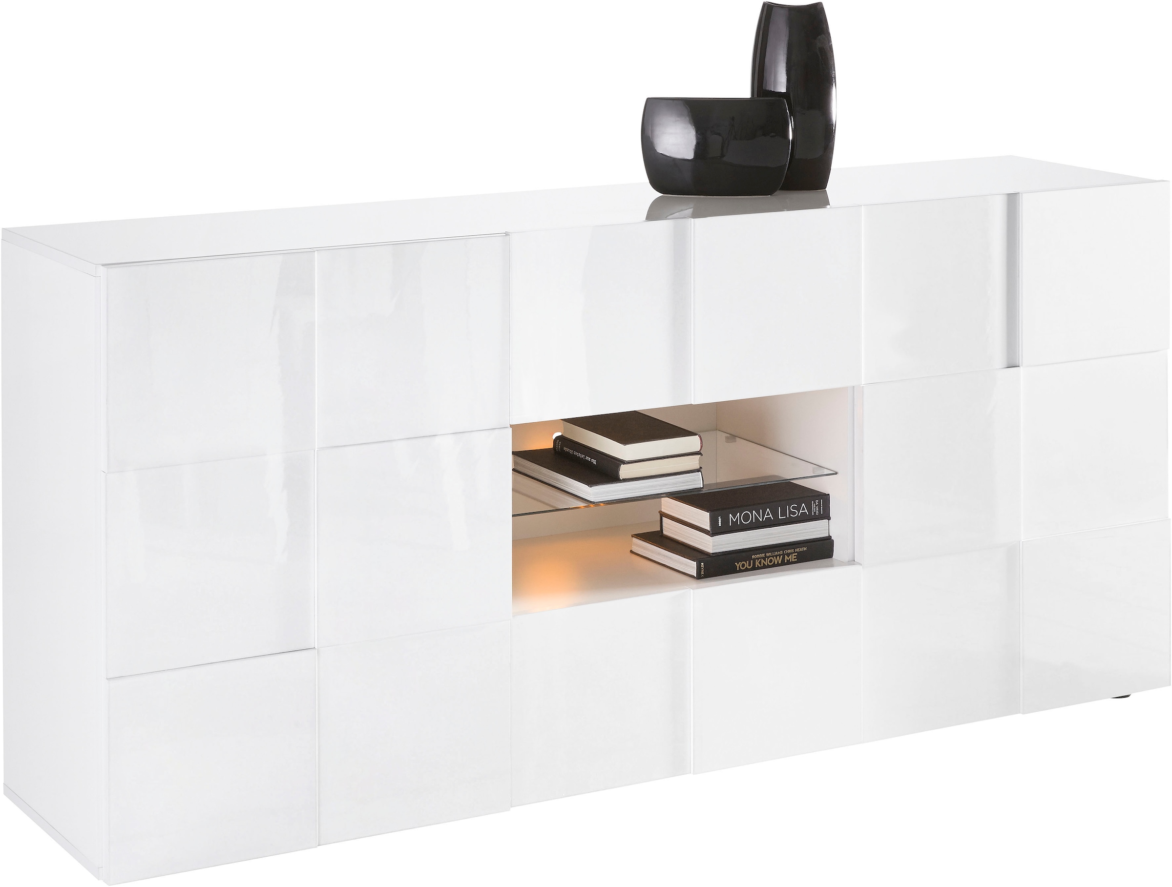 INOSIGN Sideboard »Dama Breite 181, Kommode 2 Türen u. 2 Schubkästen, Anrichte«, Front in 3D-Optik, viel Stauraum, verschiedene Farben