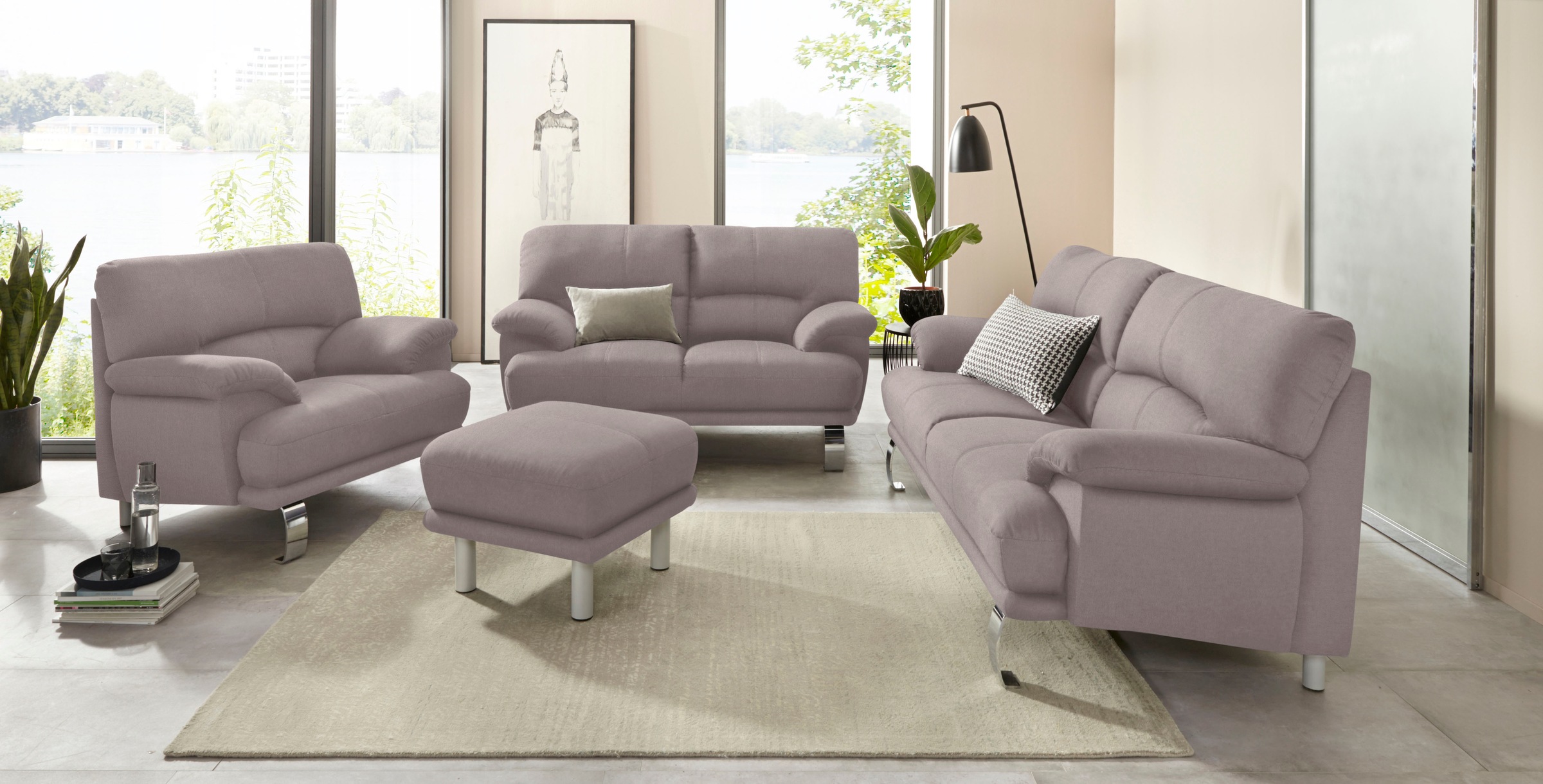 TRENDMANUFAKTUR Hocker »Cecilia II, modern und elegant, B/T 66/66cm«