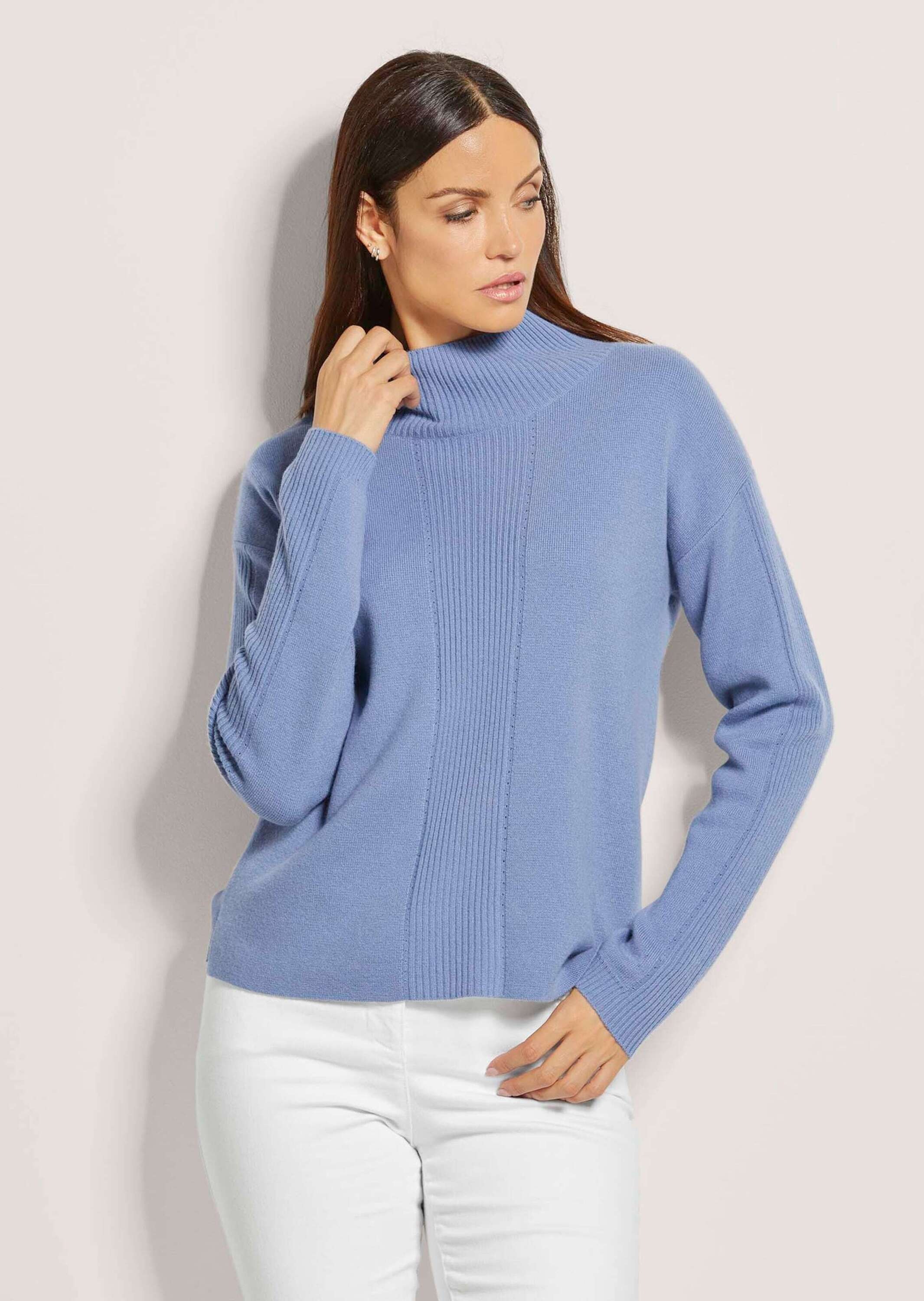 MADELEINE Longpullover »Strickpullover Kaschmir-Pullover mit Pointelle-Muster«