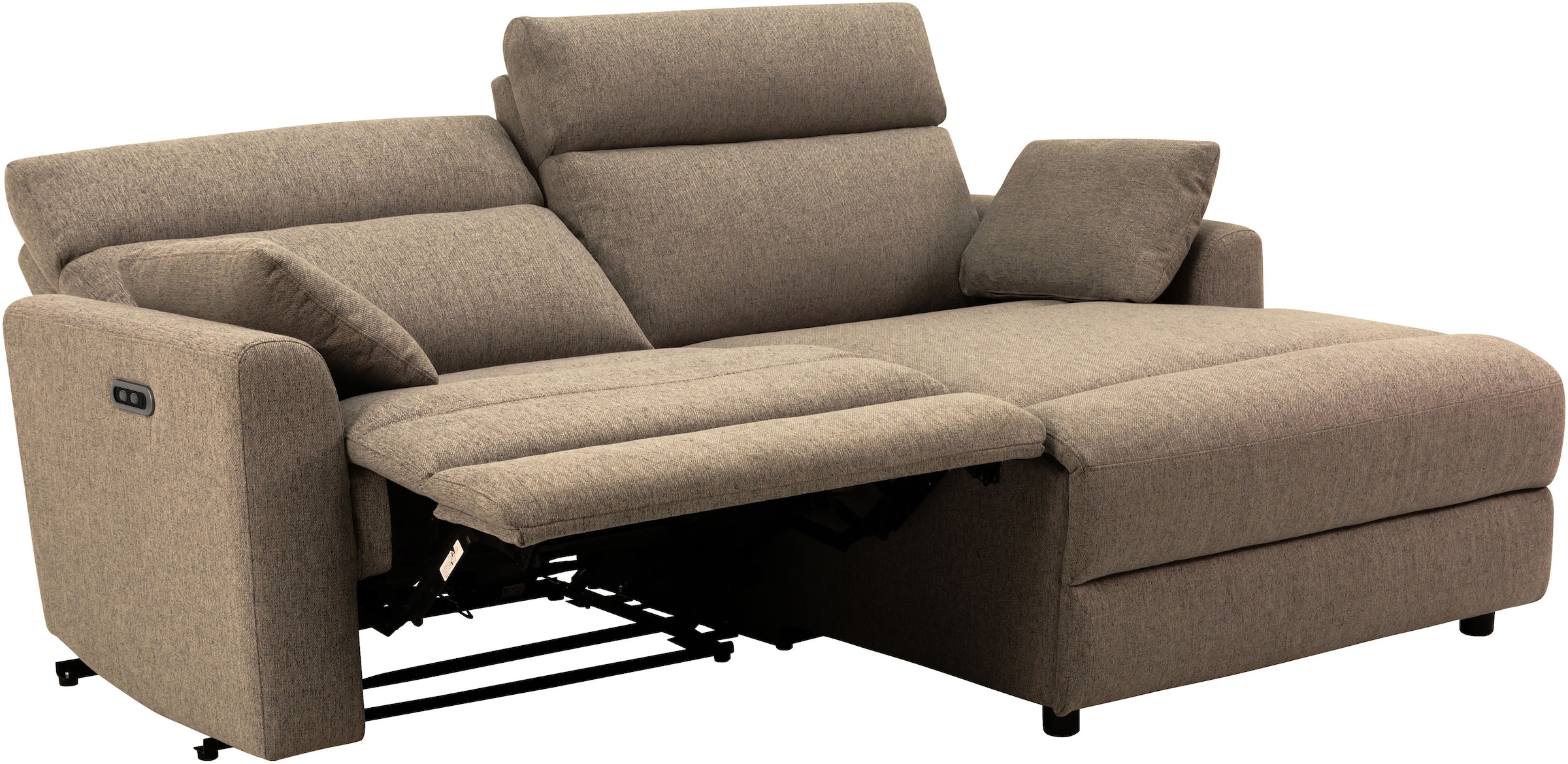 INOSIGN Ecksofa »JENNA, L-Form, 209cm, manuelle u. elektrische Funktion, mit USB A/C,«, Liegefunktion 105°-150°, Federkern, Struktur fein