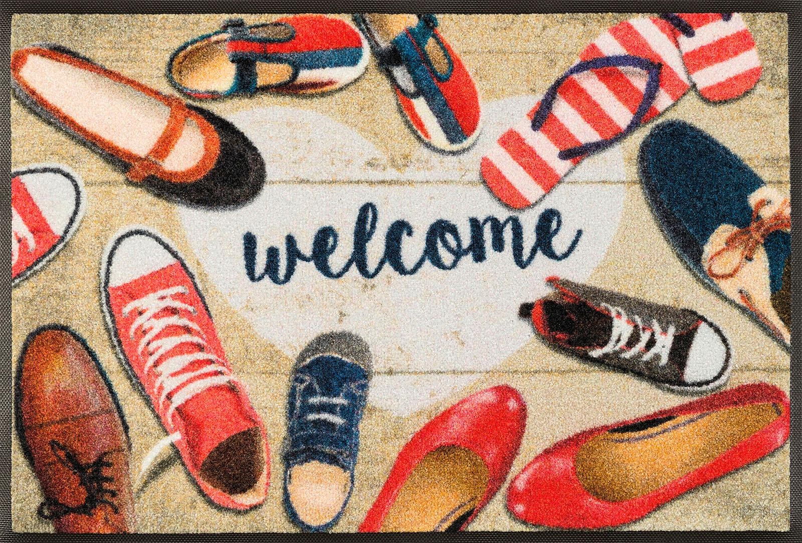 welcome«, rutschhemmend Kleen-Tex Schmutzfangmatte, by wash+dry Spruch, online rechteckig, Fußmatte kaufen »Shoes mit