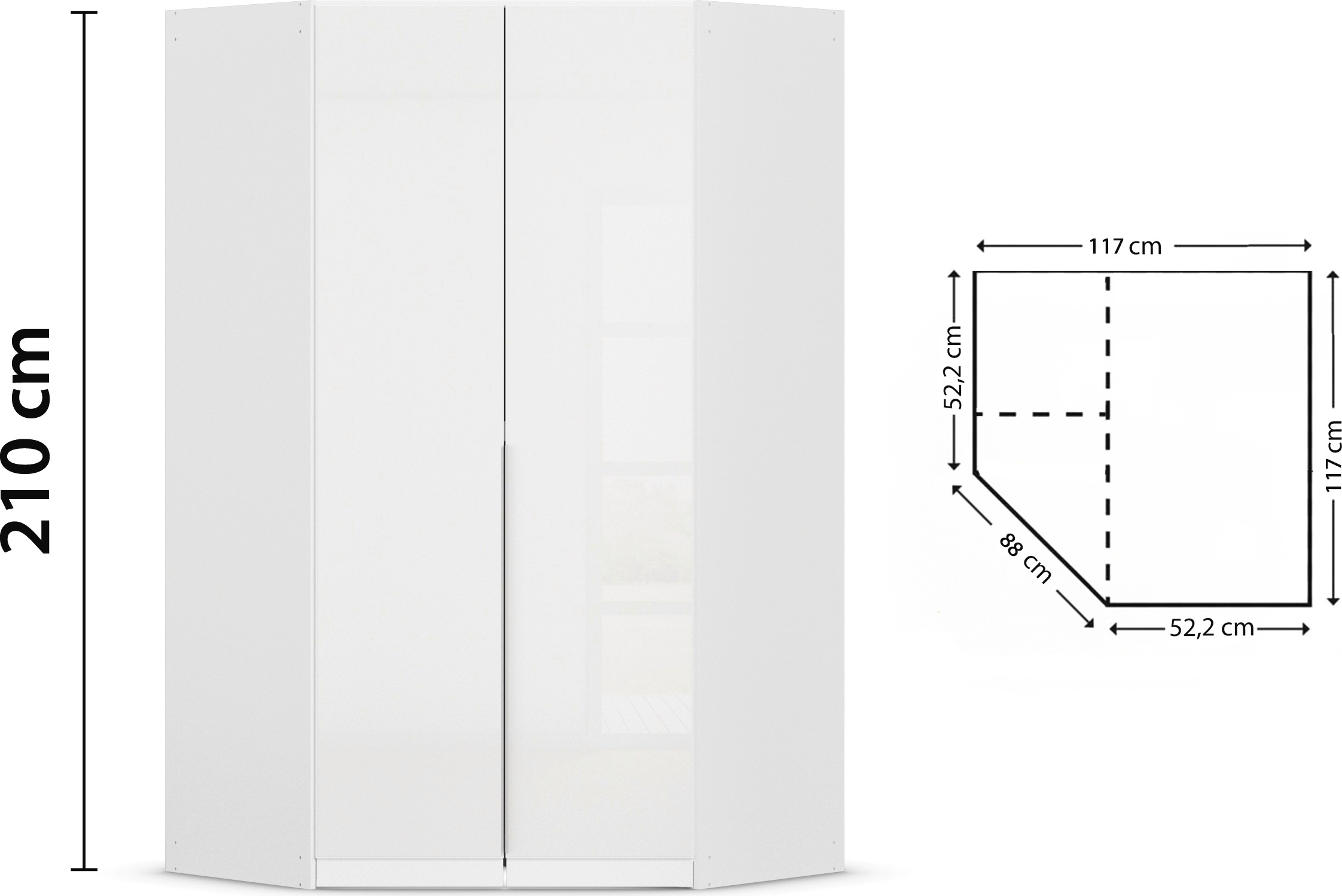 rauch Eckkleiderschrank »Kleiderschrank Schrank Ankleidezimmer Schlafzimmer Garderobe AGORDO«, (in zwei Griff-Farben), mit Glastüren, voll ausgestattet mit viel Stauraum MADE IN GERMANY