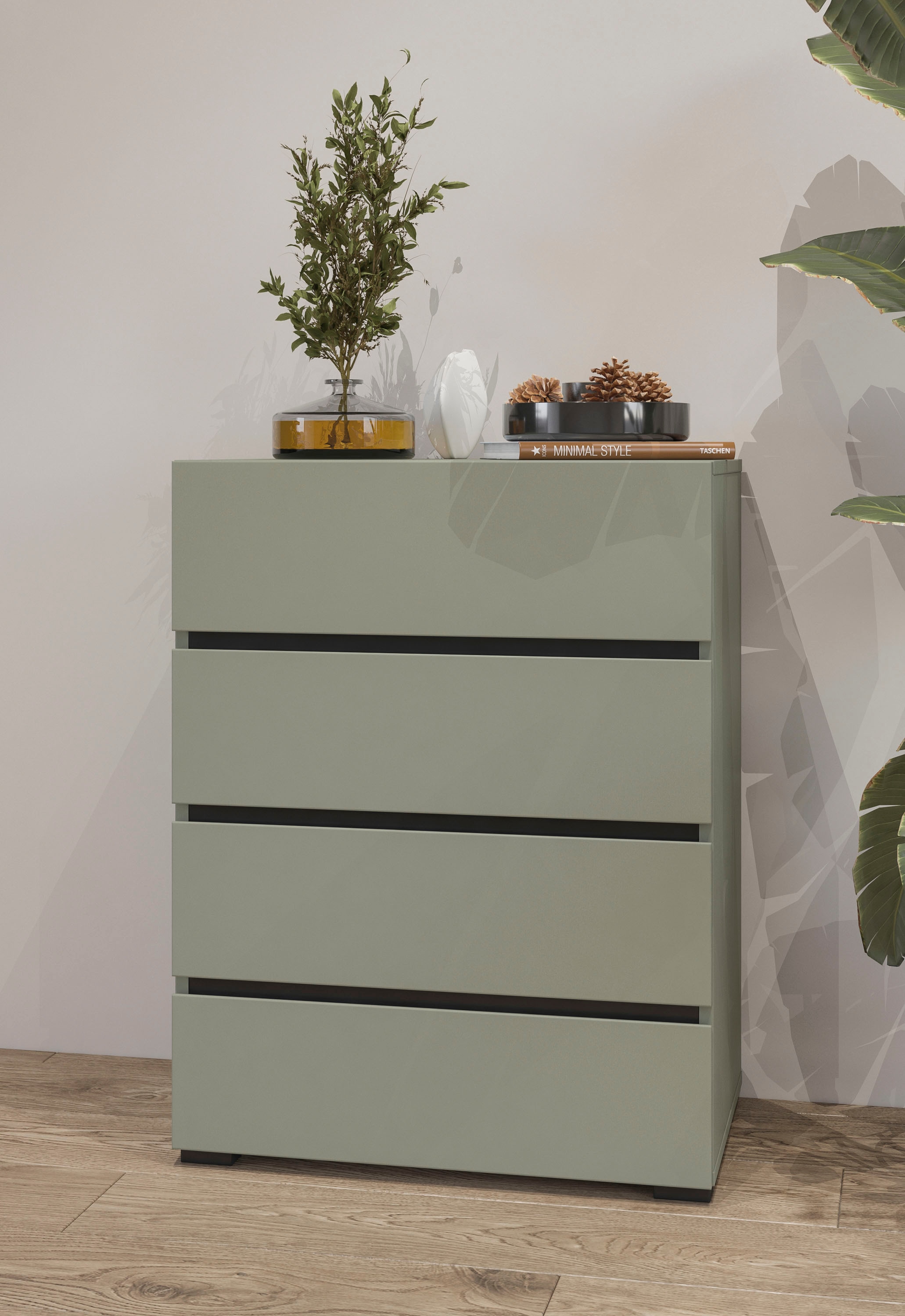 INOSIGN Kommode »Cross,Breite 60 cm, moderne grifflose Sideboard,4 Schubkästen« Schubladenschrank mit viel Stauraum, Flur Highboard