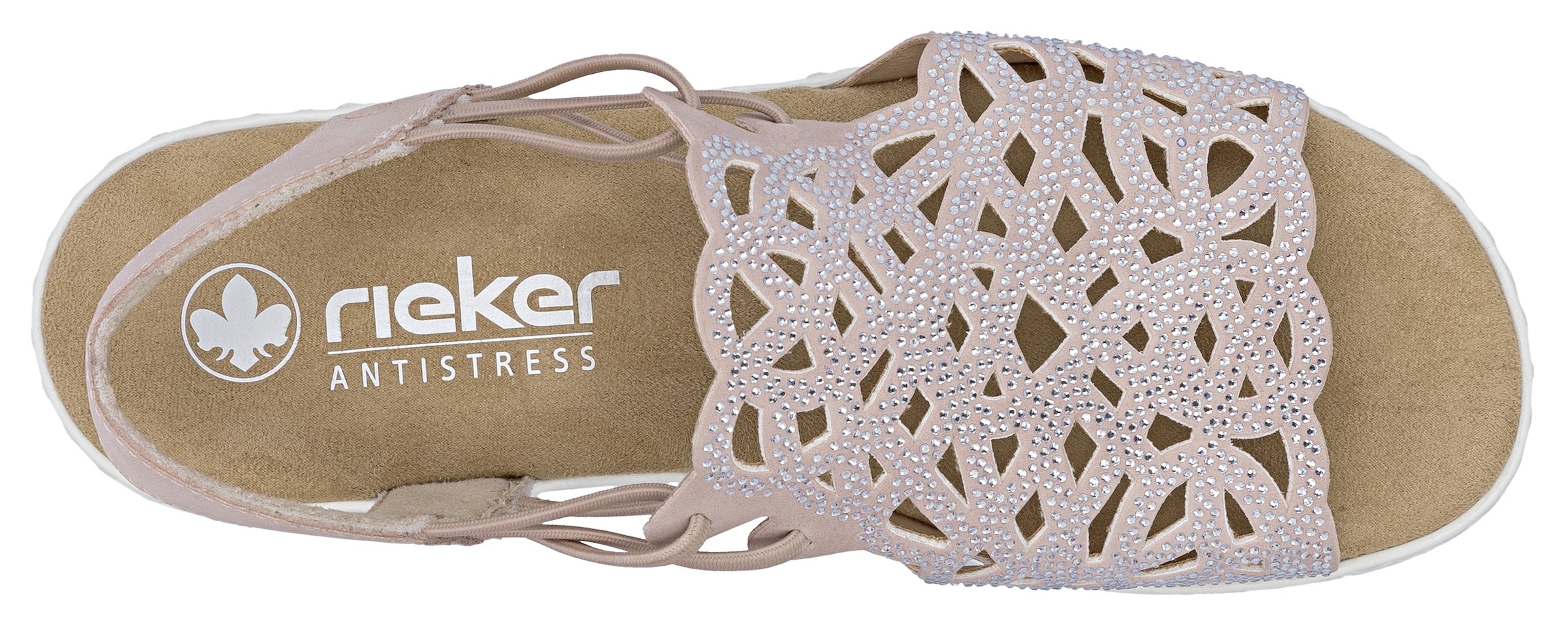 Rieker Keilsandalette  Schlupfsandale, Sommerschuh, Urlaubsschuh mit Glitzersteine