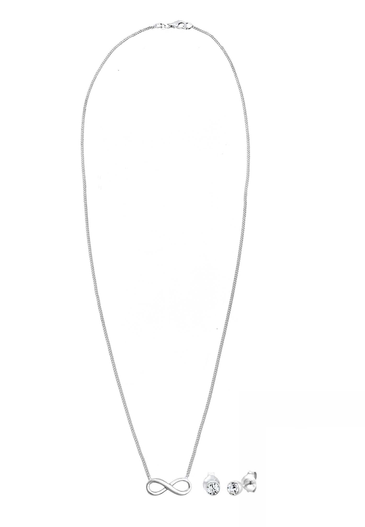 Elli Ohrring und Ketten Set »Schmuckset Infinity Ohrstecker Weiß 925 Sterling Silber, mit Kristallen von Swarovski®«