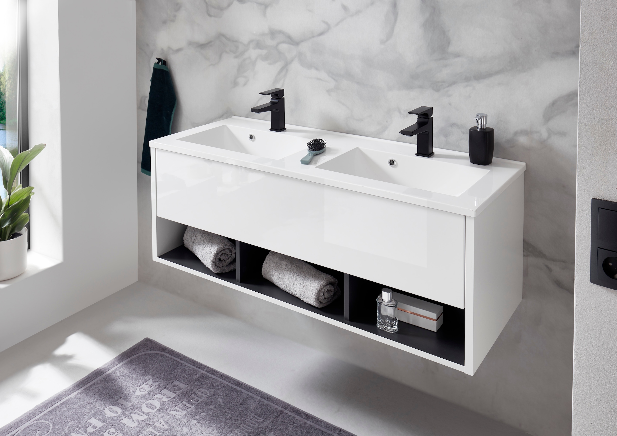 PLACES OF STYLE Badmöbel-Set »Studio Line, Bad im modernen Design, 3-teiliges Badezimmer« 3 Stk. tlg.