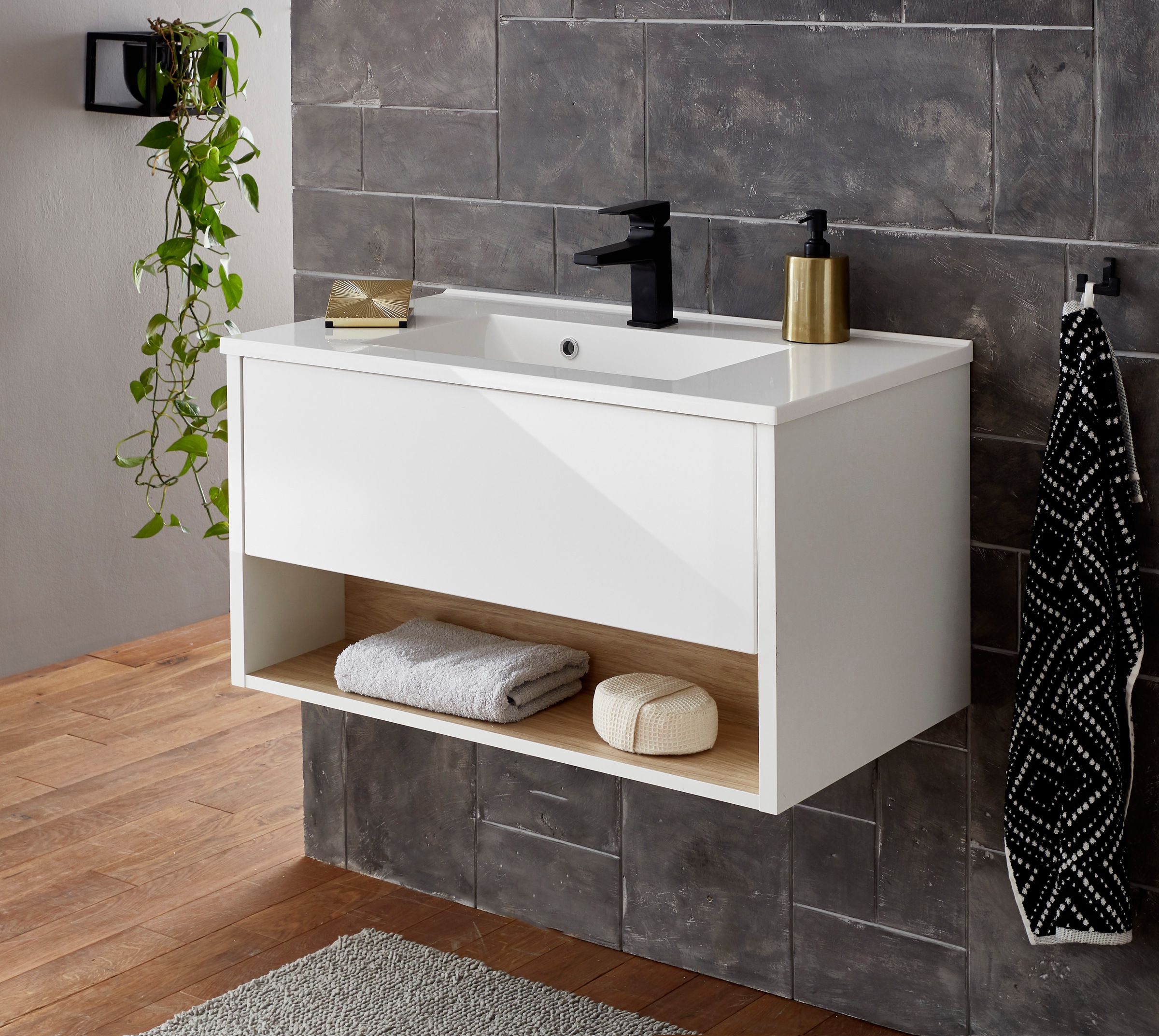 Home affaire Badmöbel-Set »Studio Line, Bad im modernen Design, 5-teiliges Badezimmer« 5 Stk. tlg.