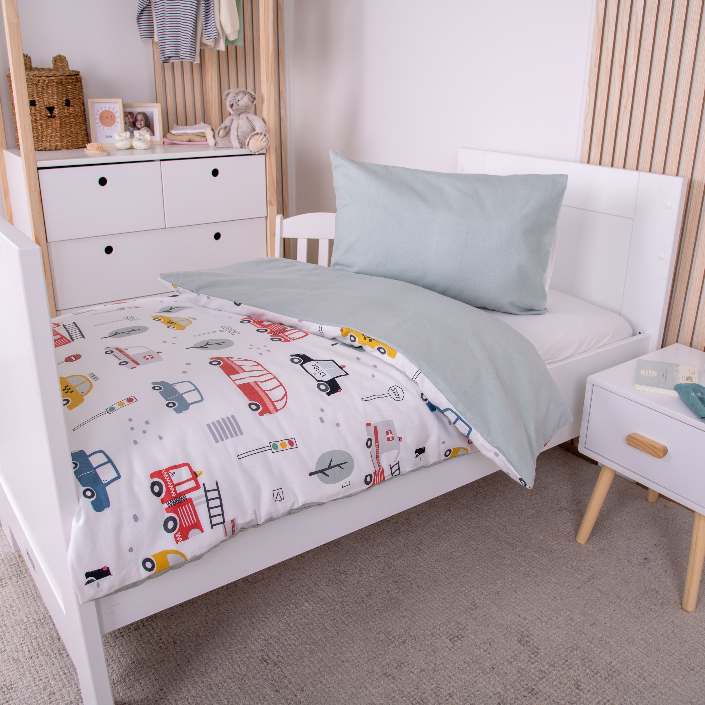 Baby Best Wendebettwäsche »babybest Fahrzeuge« 2 Stk. tlg. mit niedlichem Allover-Print