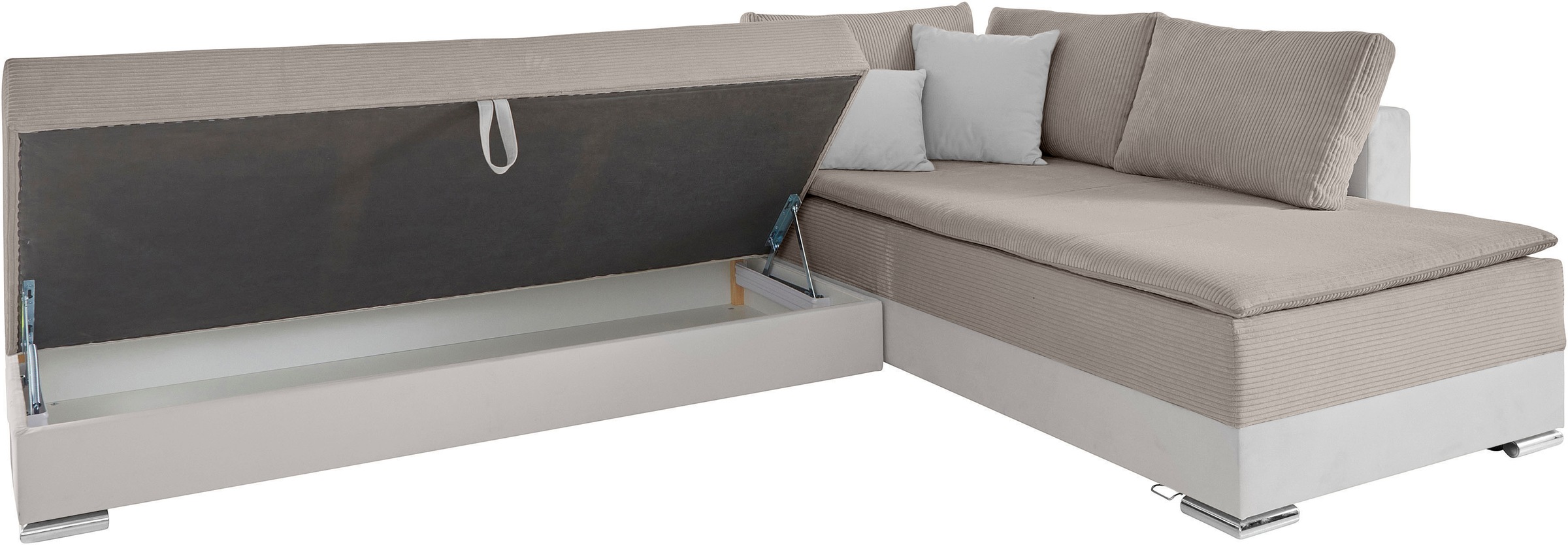 INOSIGN Ecksofa »Boxspringbett Night & Day L-Form mit Dauer-Schlaffunktion mit Armlehne«, mit Boxspring-Bettfunktion 180x200 cm und Bettkasten, Dauerschläfer!