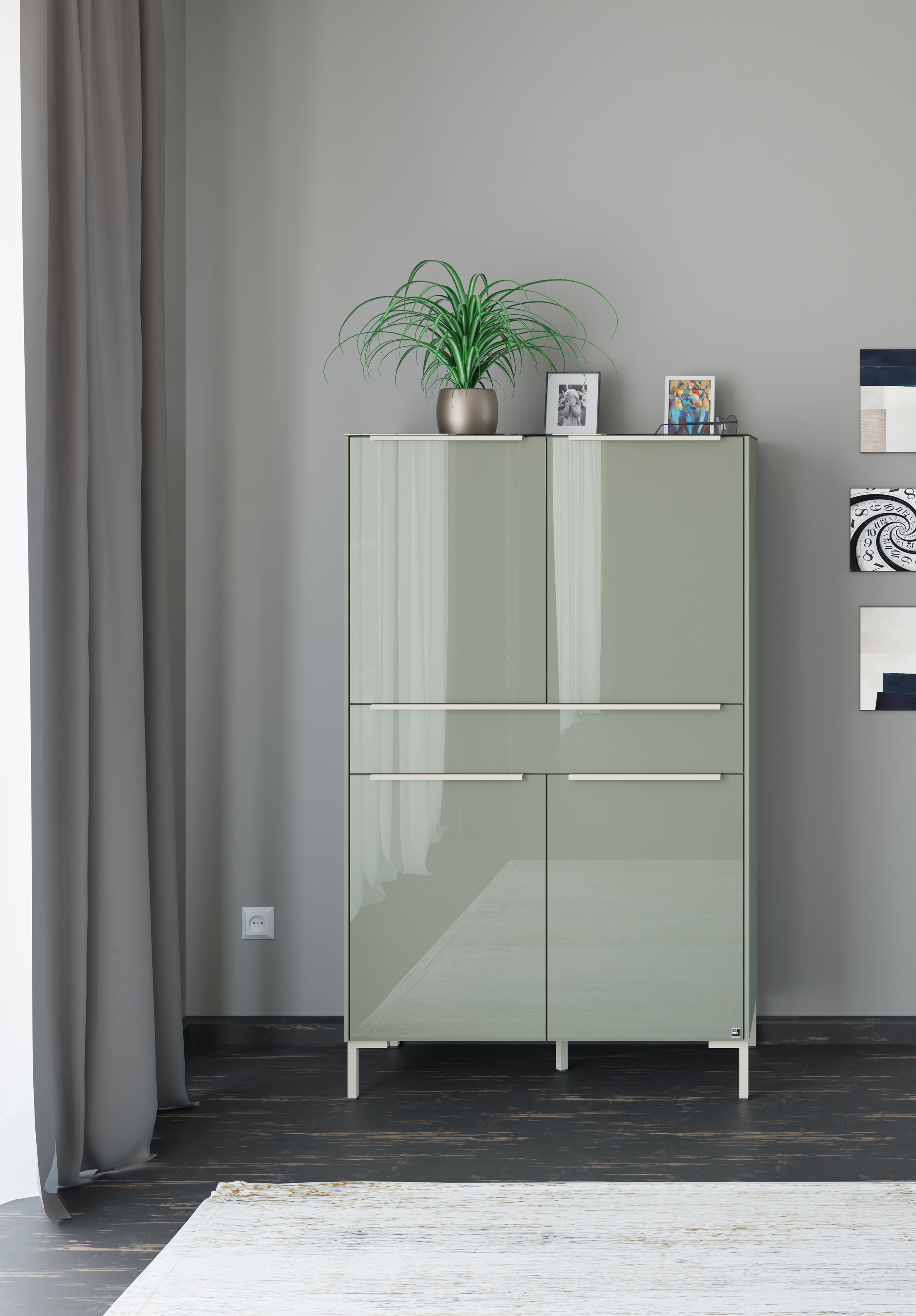 set one by Musterring Highboard »Reno« 1 Stk. tlg. Mit Winkelfuß in diversen Farben, 154 cm Höhe & Farbauswahl