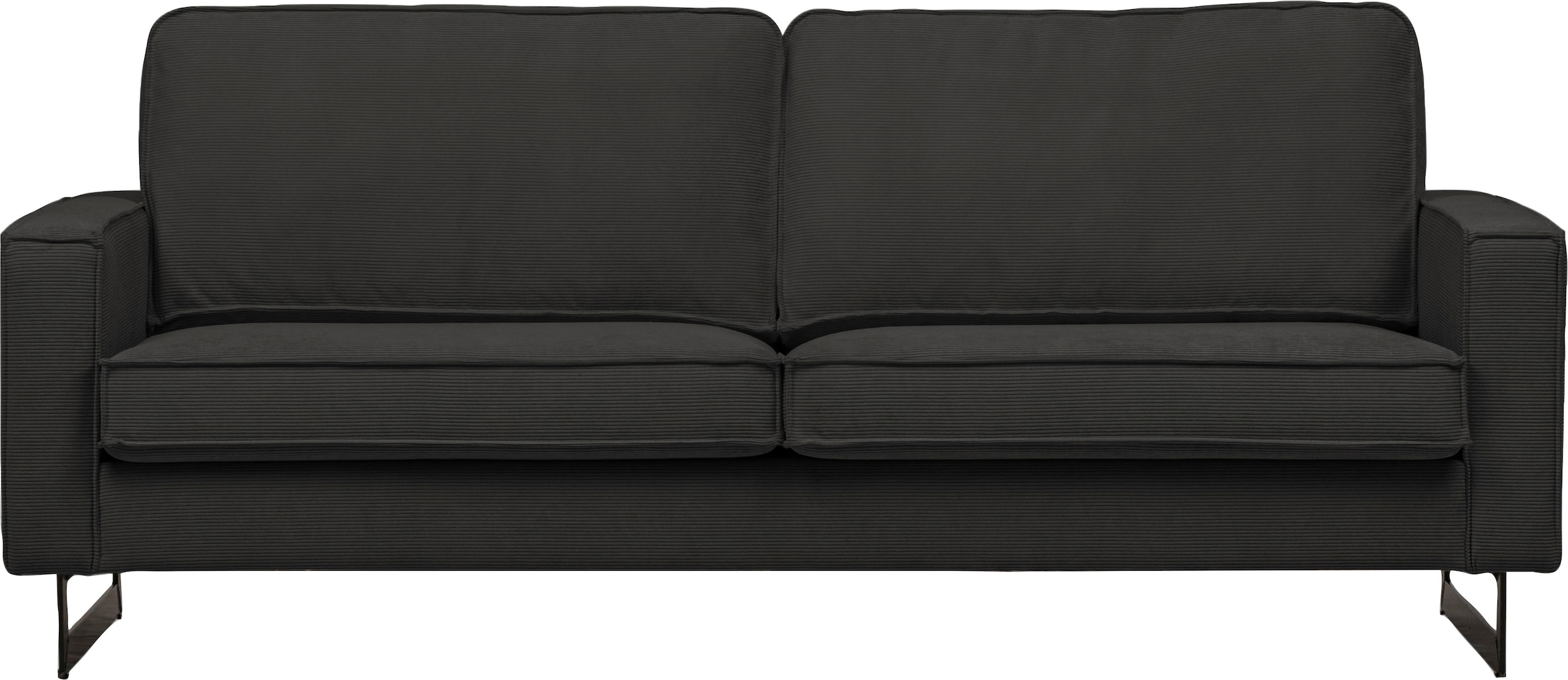 Home affaire 2-Sitzer »Pinto, 166 cm, Cord, Chenille, Lederoptik« mit Keder, schwarze Metallfüße, Wellenunterfederung