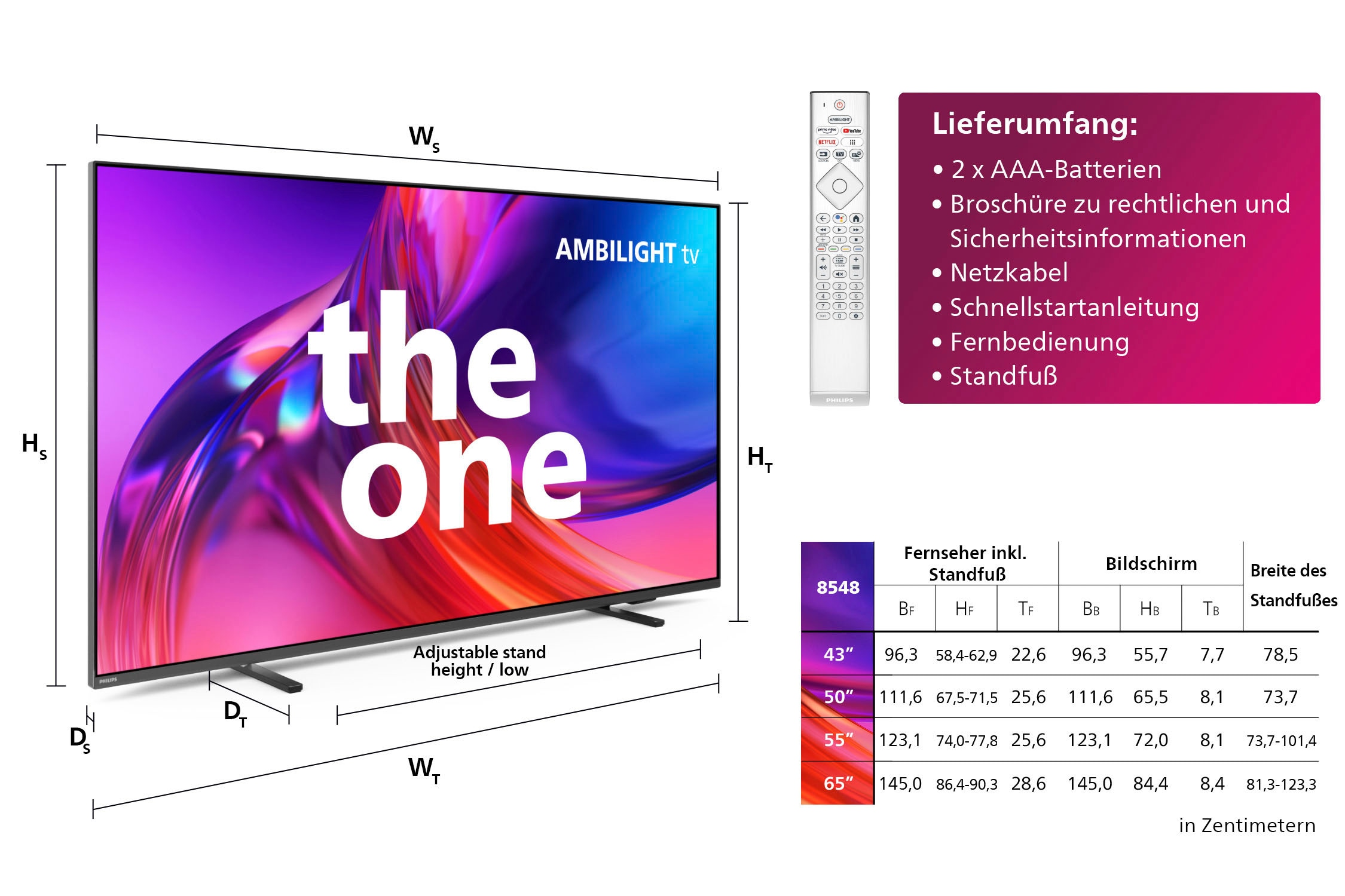 TV-Smart-TV, HD, Android | Jahre XXL Zoll, cm/65 UNIVERSAL 164 3-seitiges 4K Garantie TV-Google ➥ Philips »65PUS8548/12«, LED-Fernseher 3 Ultra Ambilight