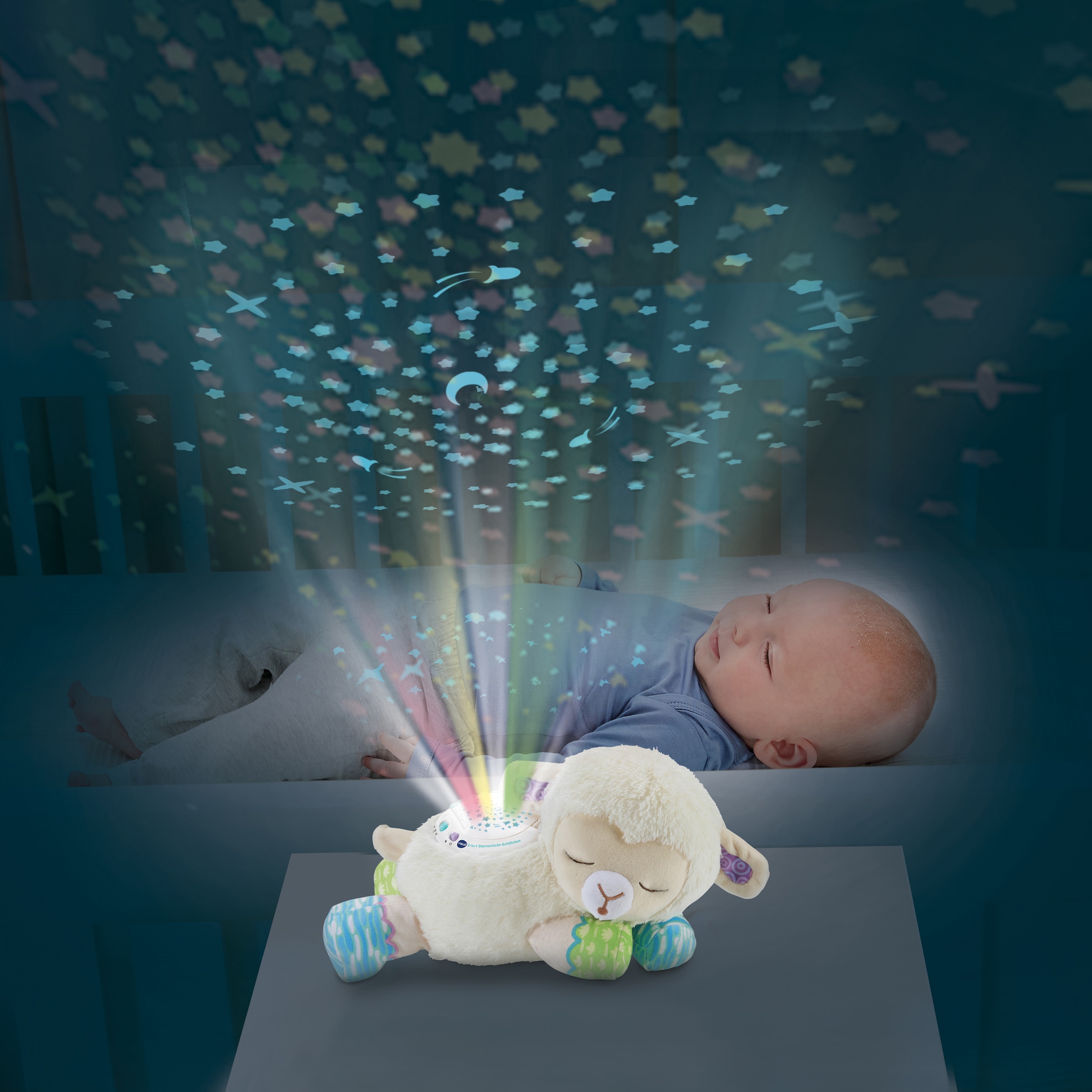 Vtech® Kuscheltier »Vtech Baby, 3in1 Sternenlicht-Schäfchen«, mit Licht- und Soundeffekten
