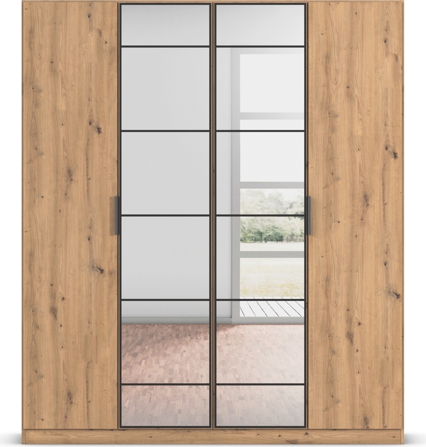 rauch Drehtürenschrank »Kleiderschrank Schrank Garderobe Schlafzimmerschrank ACERO« Breiten 181/226/271 cm, Höhe 210 cm,  Mitteltüren mit Spiegel in moderner Loft-Optik MADE IN GERMANY