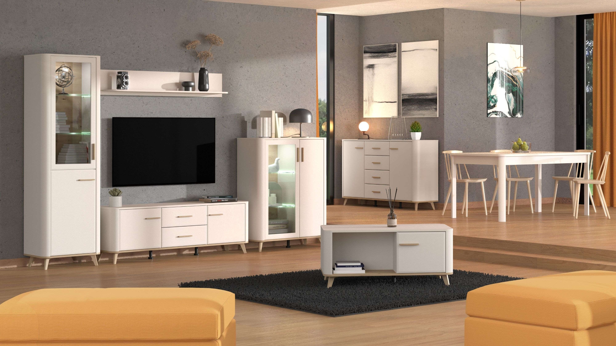 Home affaire Vitrine »Darwen Vitrinenschrank, Glasschrank, Standvitrine, Highboard/Sideboard« 2 Türen, 4 Einlegeböden, 5 Fächer, Gesamtmaße (B/T/H): 58/40/193 cm