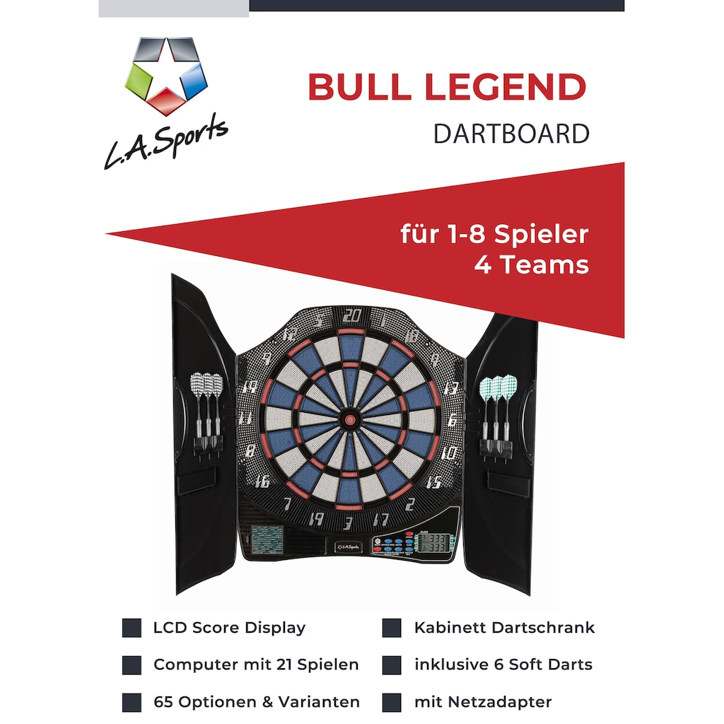 L.A. Sports Dartautomat »Elektronische Dartscheibe 1-8 Spieler«, (mit Dartpfeilen)