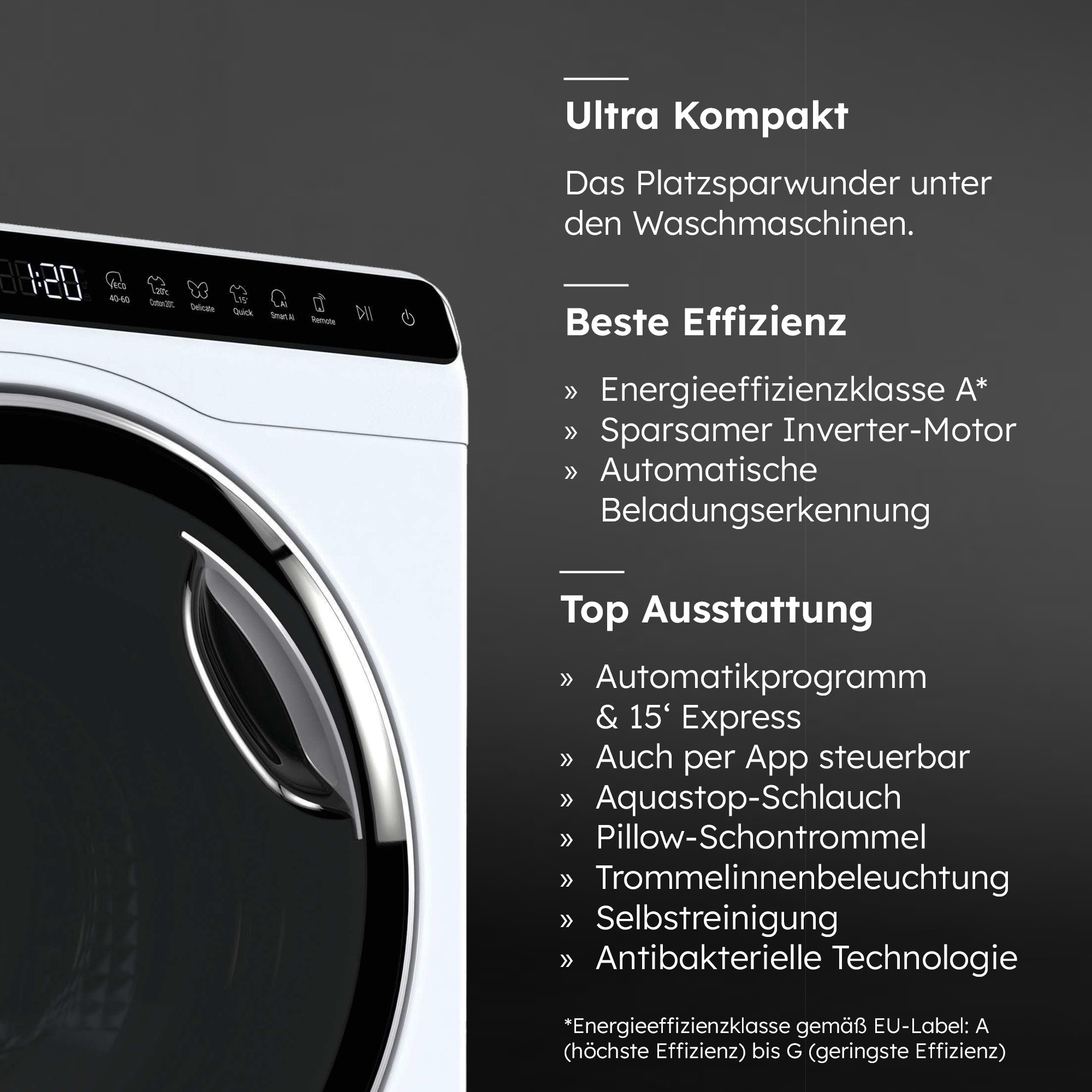Haier Mini-Waschmaschine Mini-Washer »HW50-BP12307U1-S« 5 kg 1200 U/min besonders kompakte Maße (70 cm Höhe, 51 cm Breite)