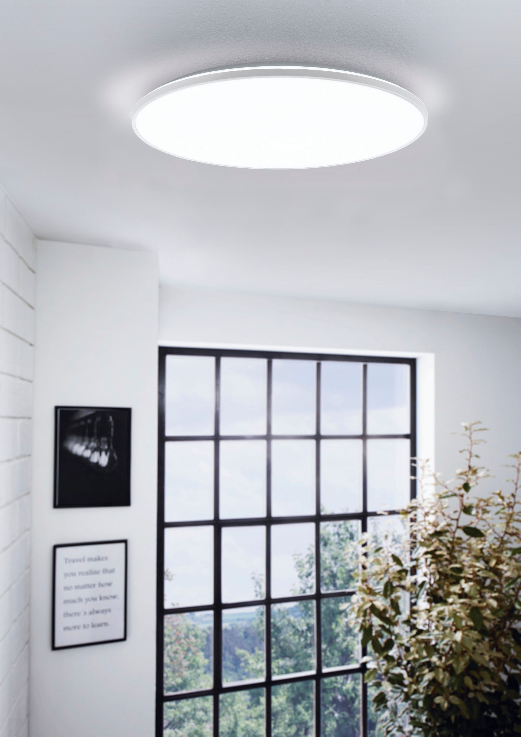 EGLO Aufbauleuchte »CRESPILLO Aufbaulampe, IP20, Kunststoff, Wohnzimmerlampe, Flurlampe«, Leuchtmittel LED-Modul | LED fest integriert, Aufbauleuchte, H6,5 x Ø50 cm, weiß, 29W inkl.