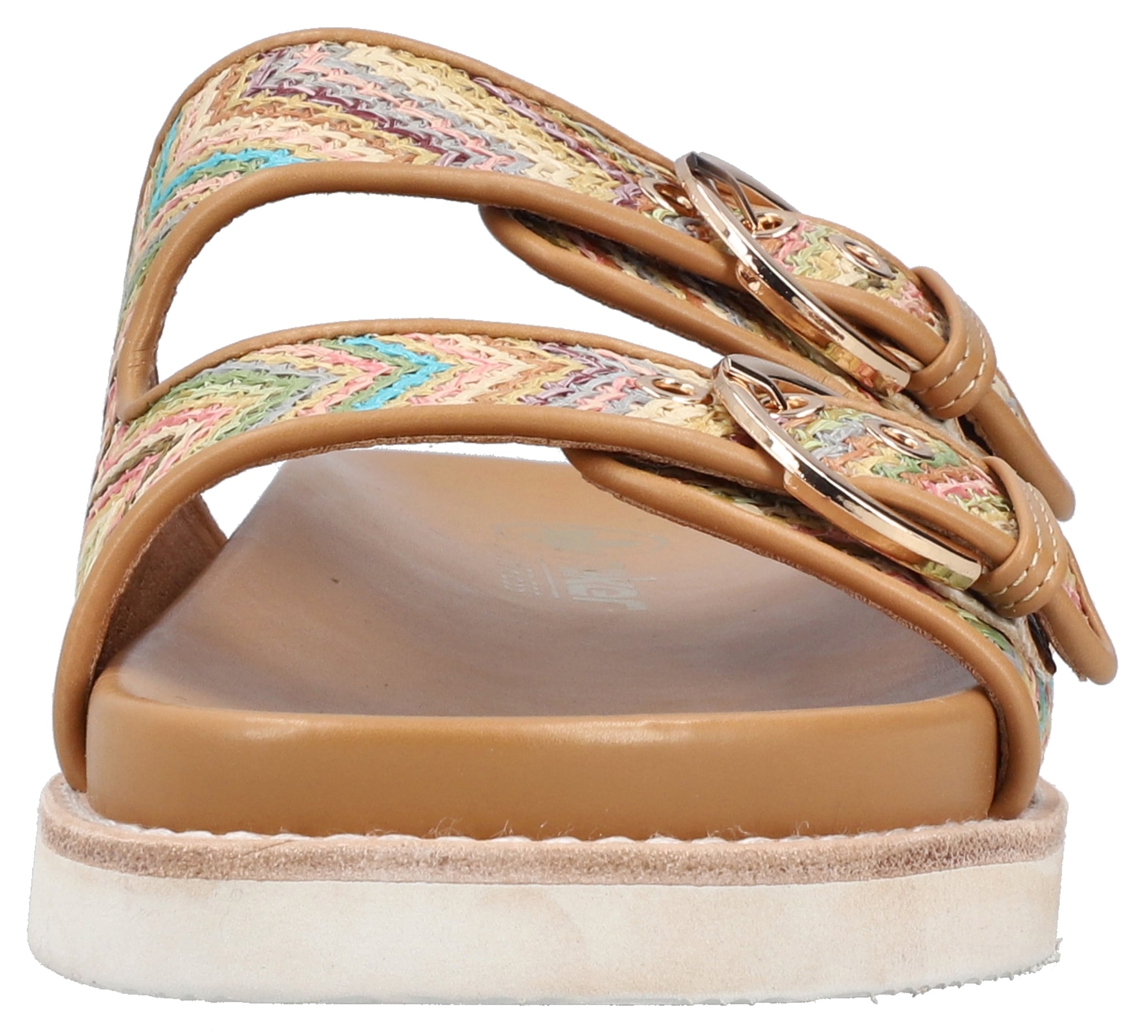 Rieker Pantolette, Sommerschuh, Strandschuh, Urlaubsschuh, Schlappen in Flecht-Optik