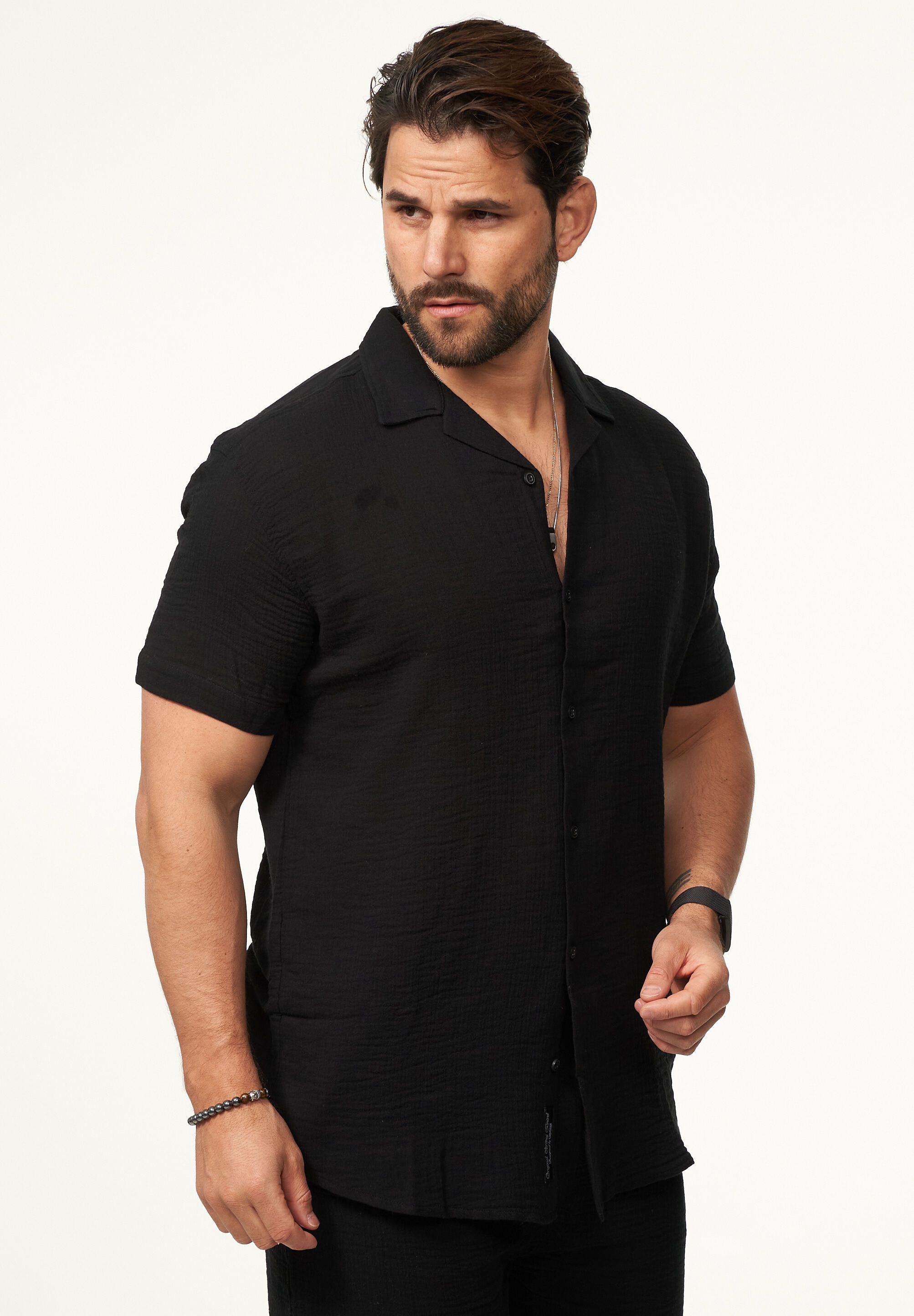 CARISMA Kurzarmhemd »im Vintage Summer-Look in Crinkle Optik« Herren luftig leichtes Kurzarm Feinstrick Polo-Hemd T-Shirt