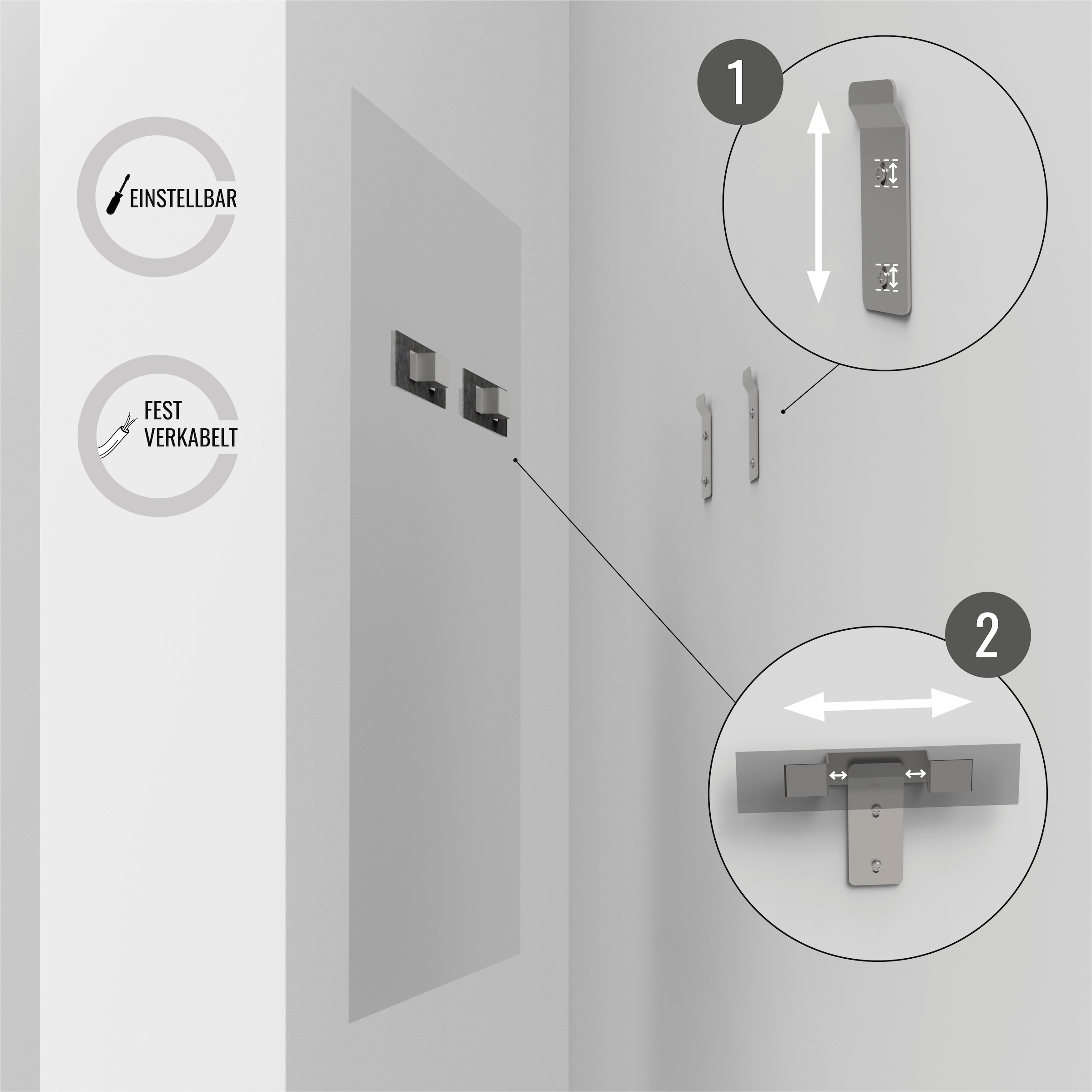 Badspiegel »Atlas Rund, Badezimmerspiegel mit LED Beleuchtung, Lichtspiegel«, (1 St.), Touchpanel für Lichtsteuerung, Verstellbarer Spiegel, Dänisches Design