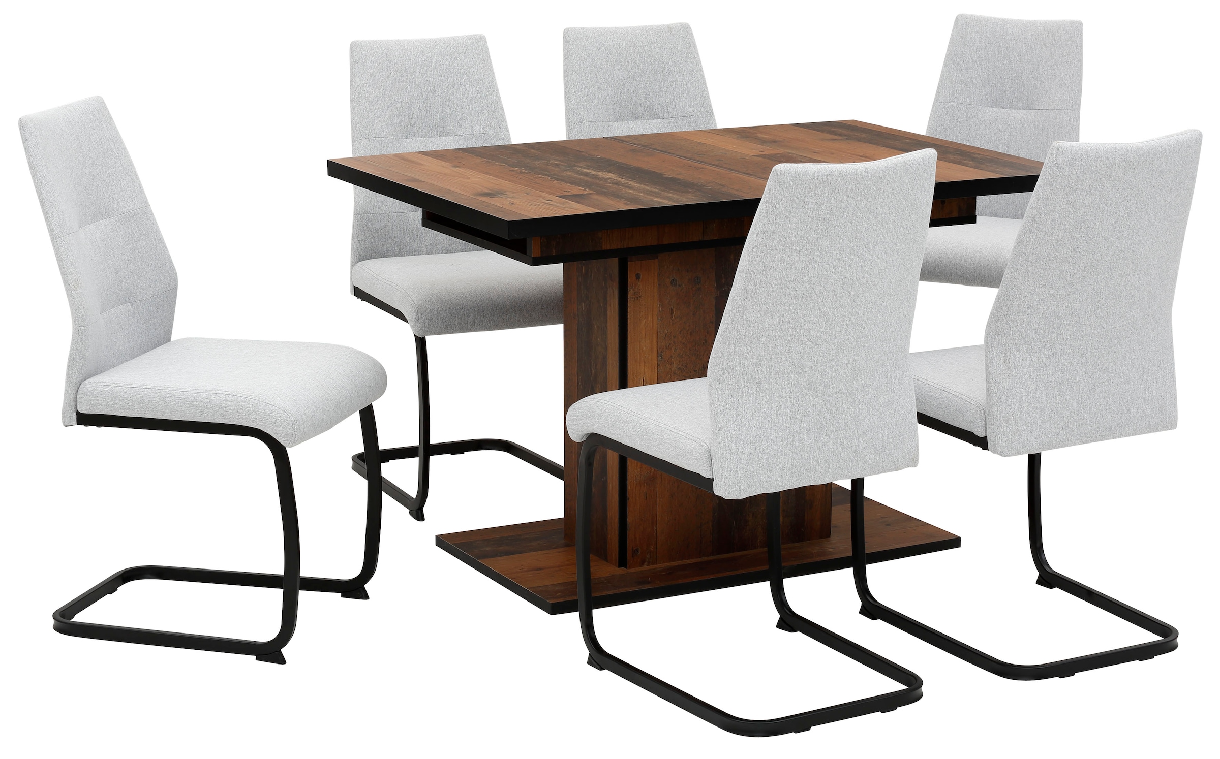 HELA Essgruppe »Ariana«, (Set, 7 tlg., 1 Tisch / 6 Stühle), ausziehbar 120 -160 cm, Stuhlbezug Ökotex zertifiziert, waterfree