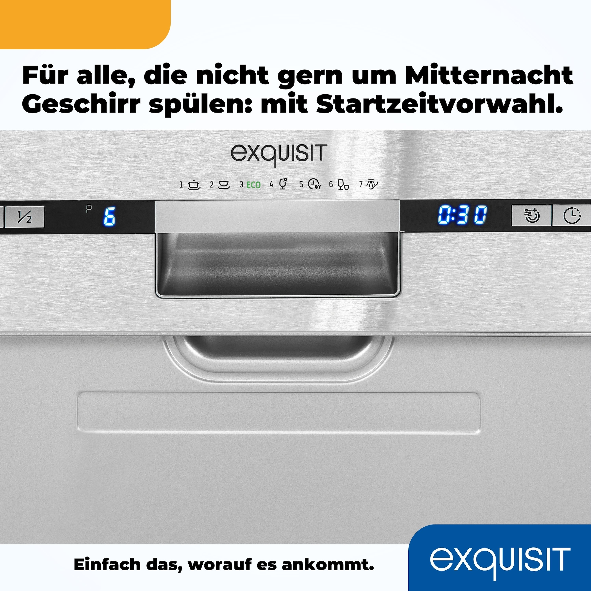 exquisit teilintegrierbarer Geschirrspüler »EGSP2109-EB-030E« 9 Maßgedecke Vollintegriert, sparsam – 9 Maßgedecke mit 6 Programmen & LED