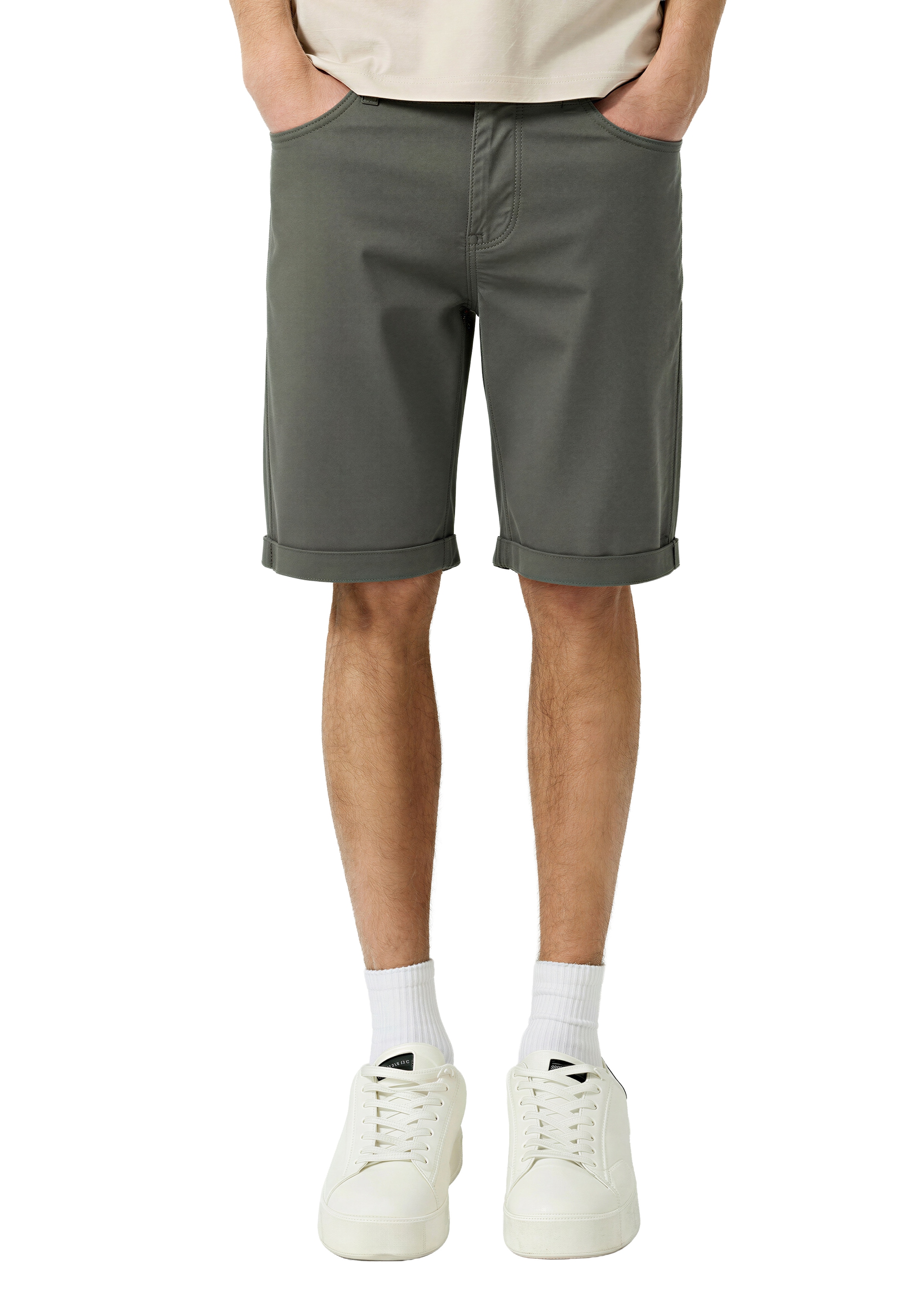 QS Chinoshorts  normale Leibhöhe, Rollsaum, mit Elasthan