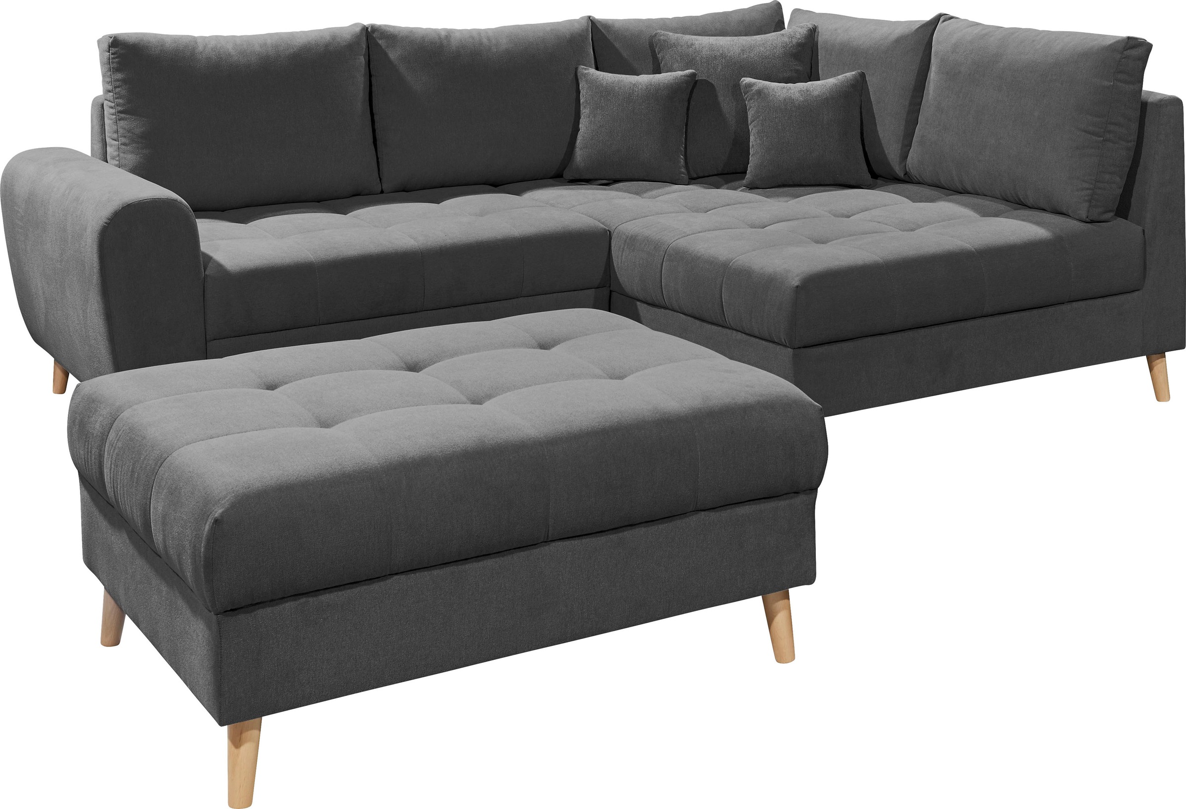 ED EXCITING DESIGN Ecksofa »Alice L-Form«, (Set), mit Hocker & 3 Zierkissen