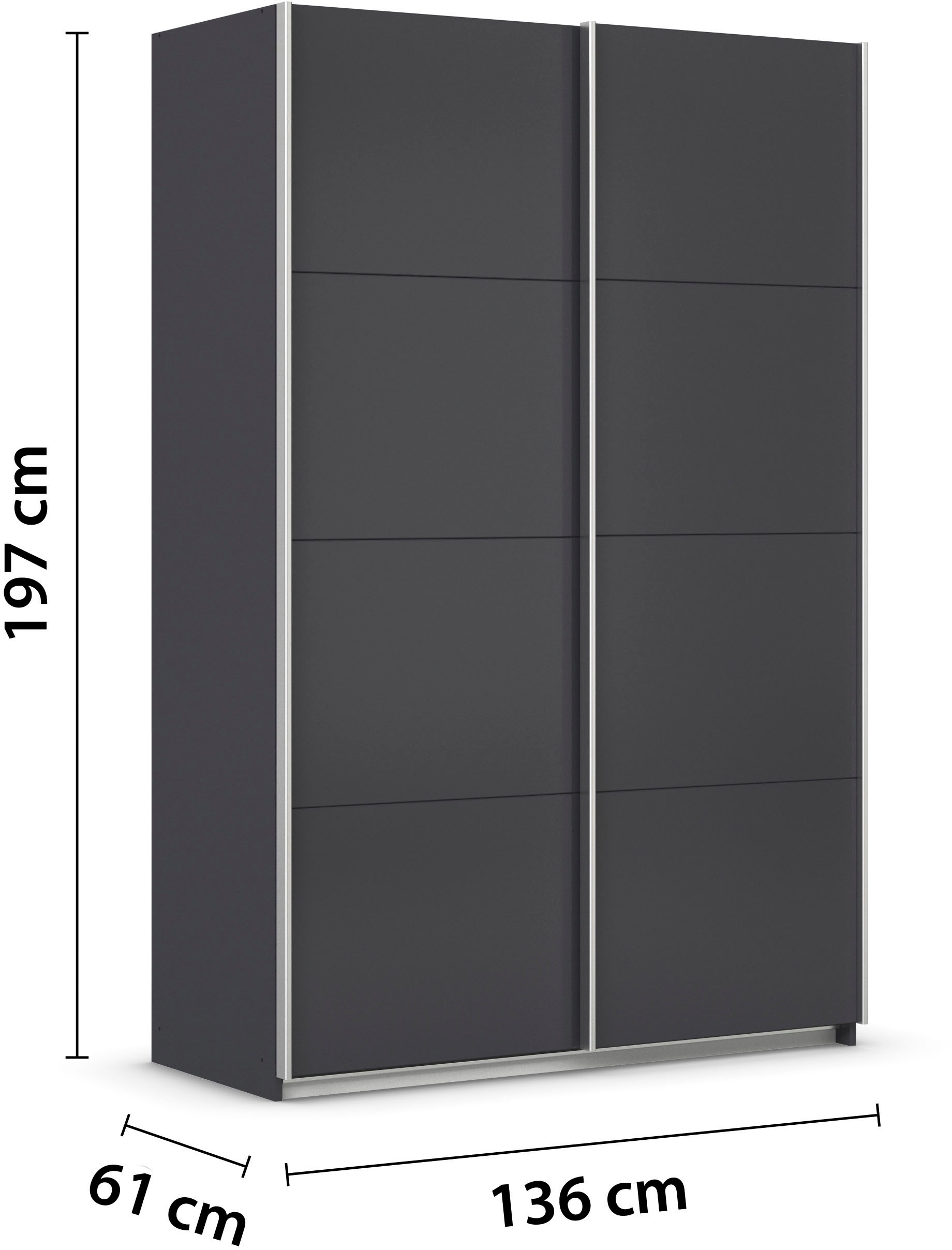 OTTO home Schwebetürenschrank »Kleiderschrank Schrank Garderobe Schlafzimmerschrank THANOS« 3 verschiedene Ausstattungen BASIC/CLASSIC/PREMIUM (inkl. SOFT-CLOSE),  Optional mit Spiegel, Metall-Griffleisten alufarben MADE IN GERMANY