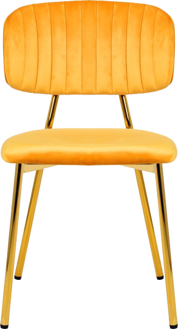 Kayoom Polsterstuhl »Stuhl Giselle 125 2er-Set, pflegeleichter Samtbezug«, (Set), 2 St., mit Armlehnen, goldenes Gestell aus Edelstahl, Samtbezug, Ziernähte