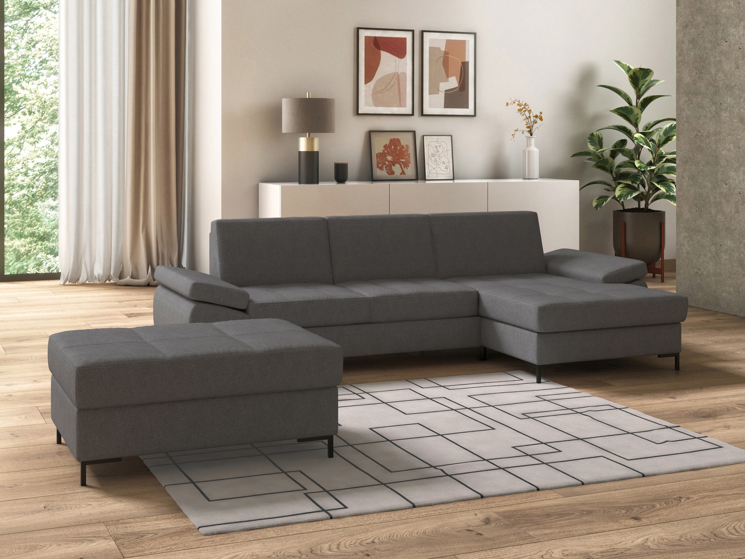 DOMO collection Polsterhocker »Capelo bequem, Federkernunterfederung, B/T 100/70cm« inklusive Federkern