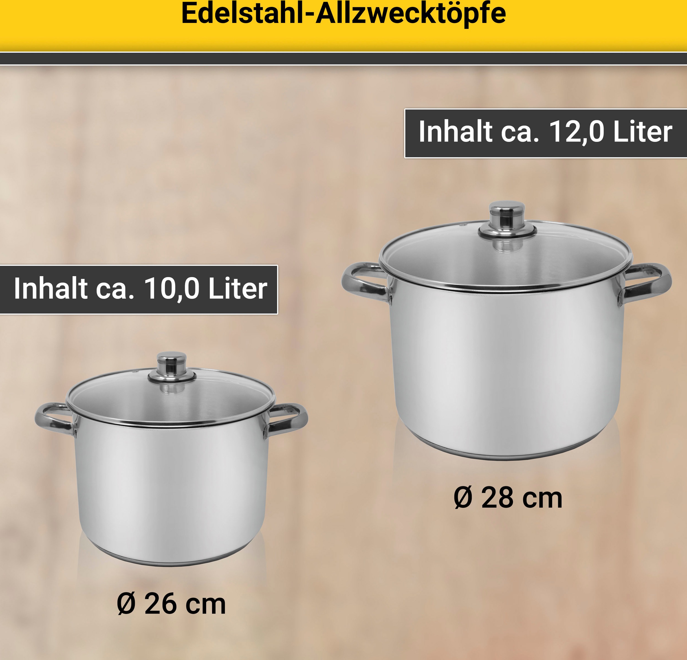 Krüger Kochtopf, Edelstahl, für Induktions-Kochfelder geeignet