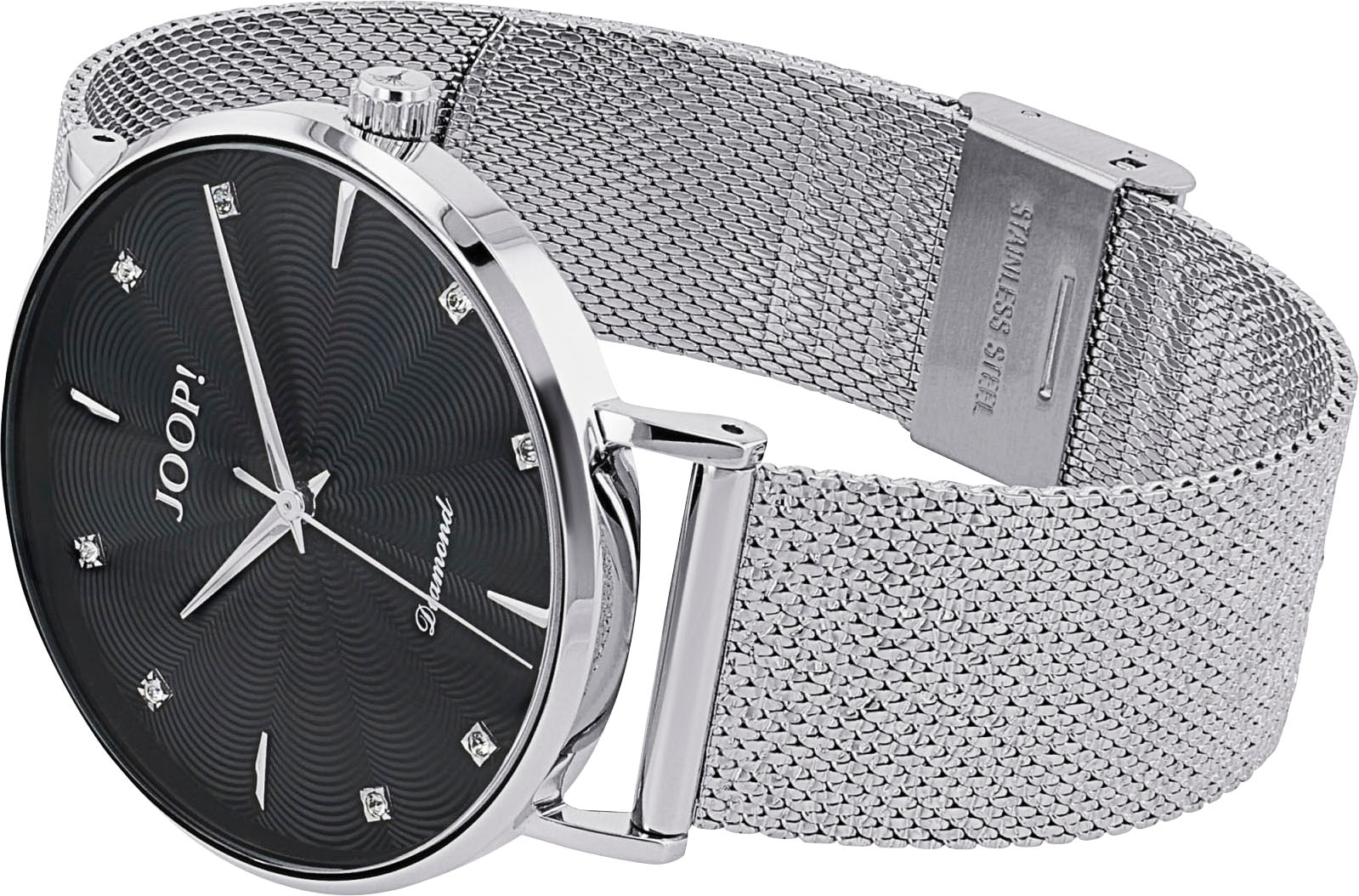 JOOP! Quarzuhr, Armbanduhr, Damenuhr, Edelstahlarmband, analog, Diamant