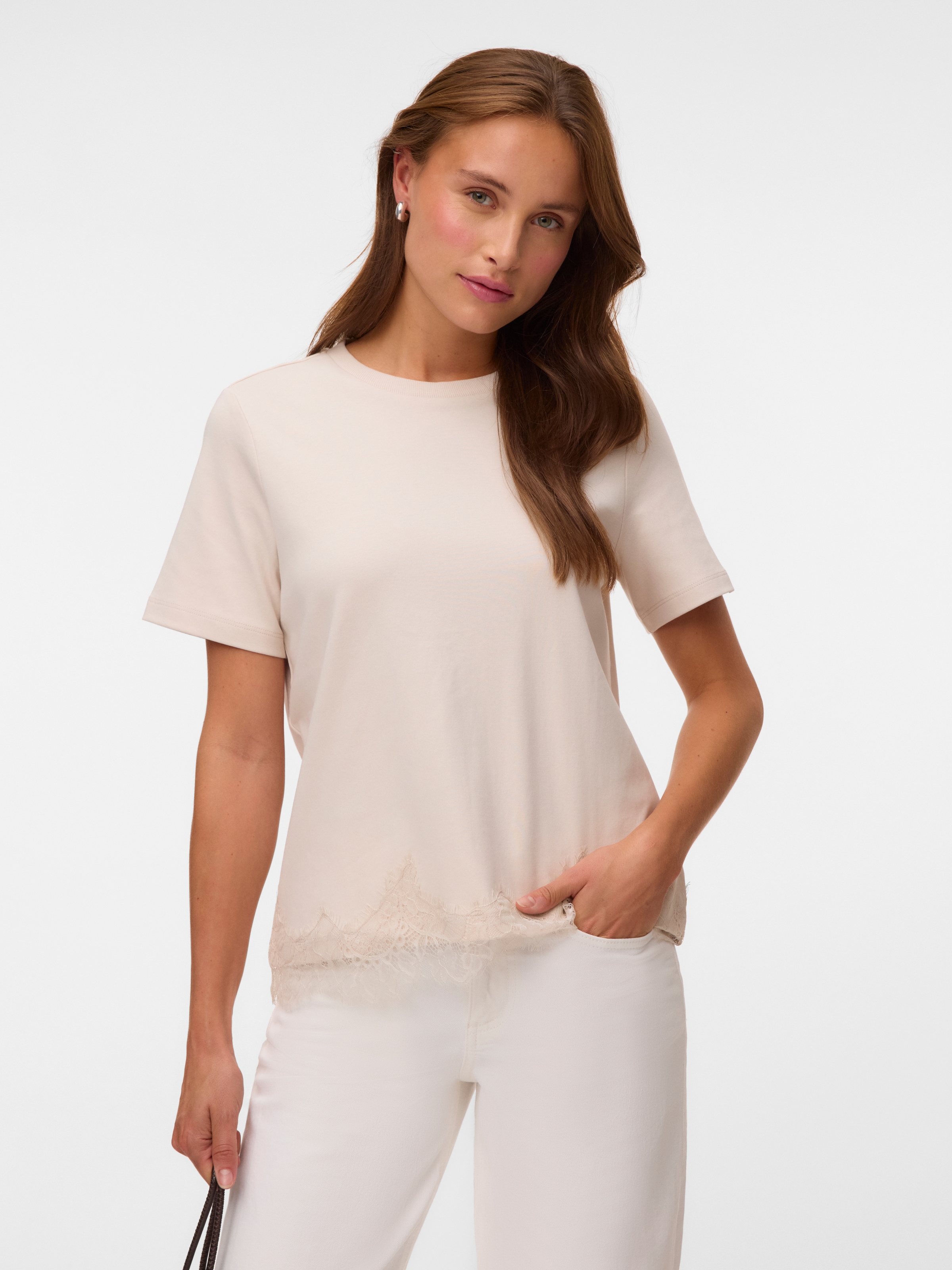 Vero Moda Kurzarmshirt »VMSARA METTE LACE SS T-SHIRT JRS NOOS« Baumwolle, regular fit