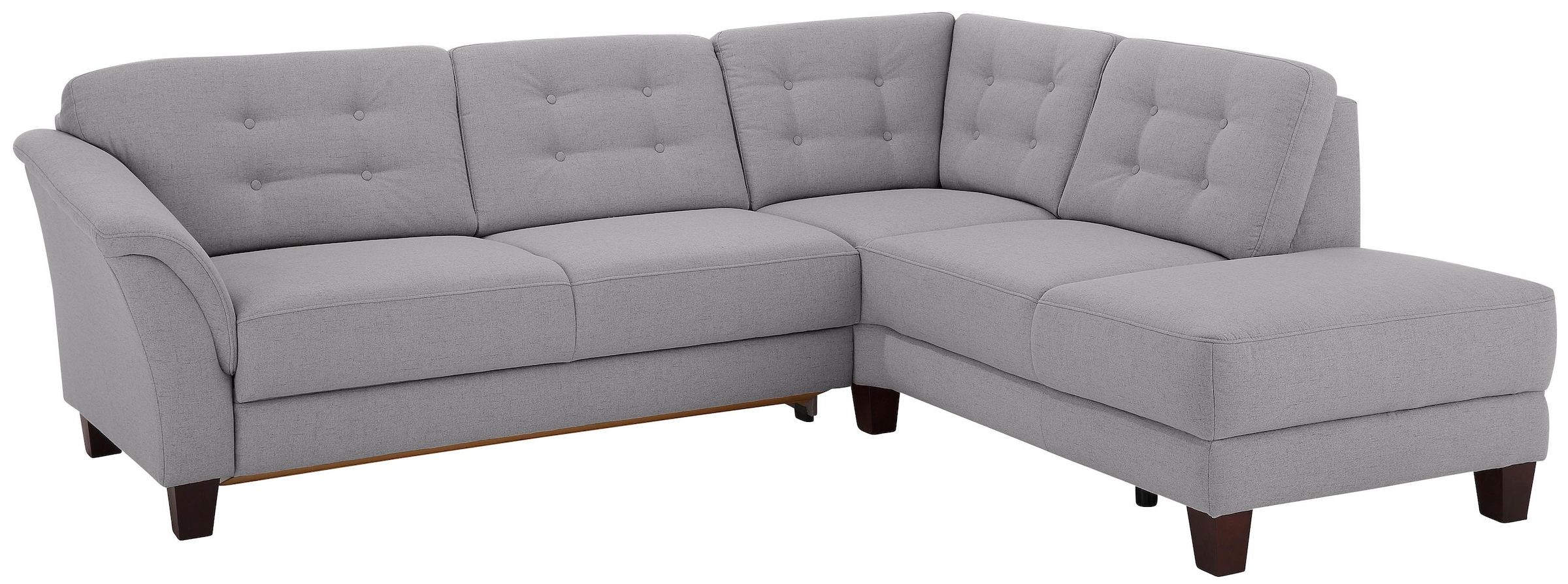 Home affaire Ecksofa »Trondheim L-Form«, mit Federkern und Knopfheftung im Rücken, Füße Buche dunkel
